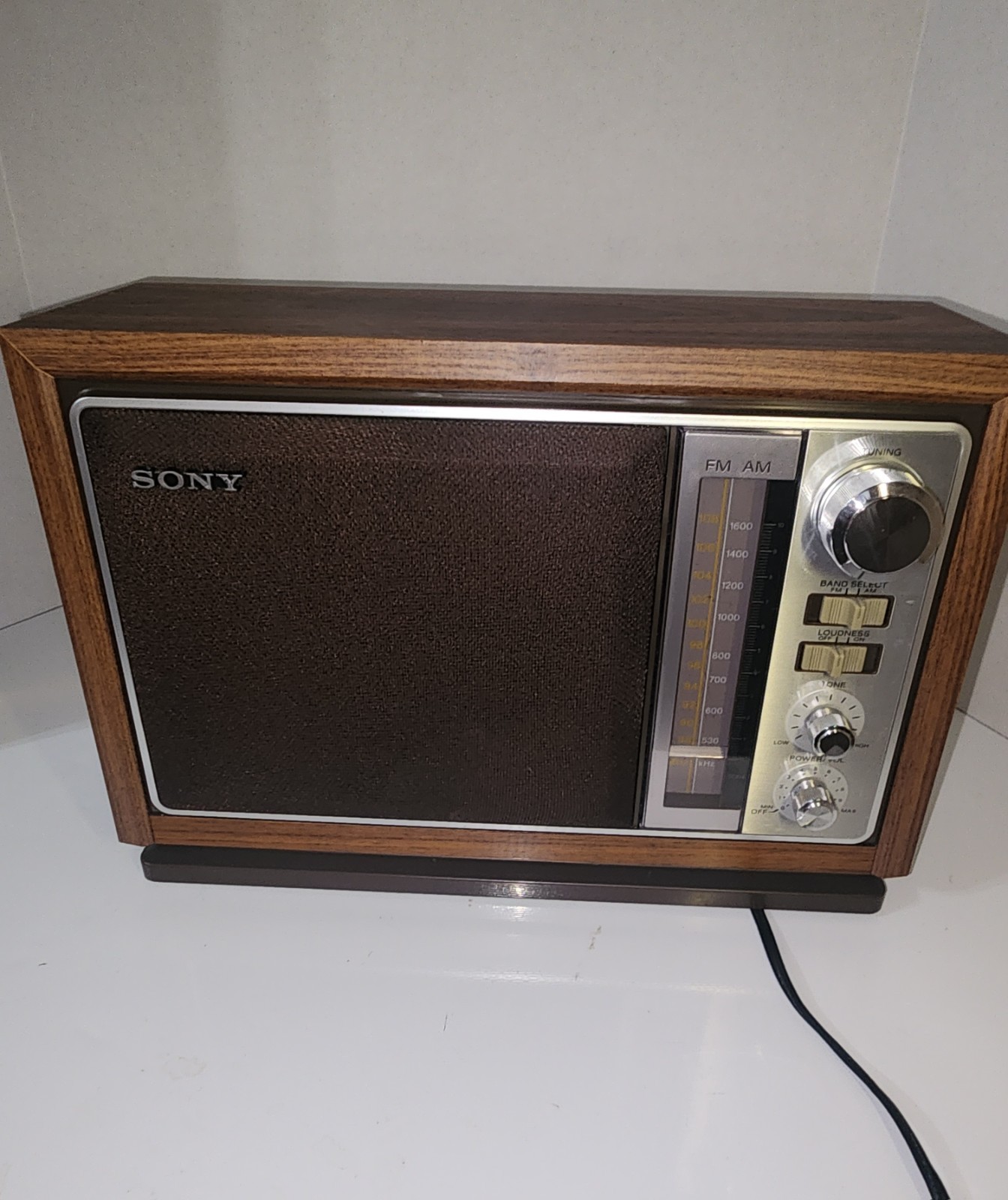 VTG Vintage 1980s SONY ICF-9740W AM/FM Tabletop Radio Wood TESTED WORKS