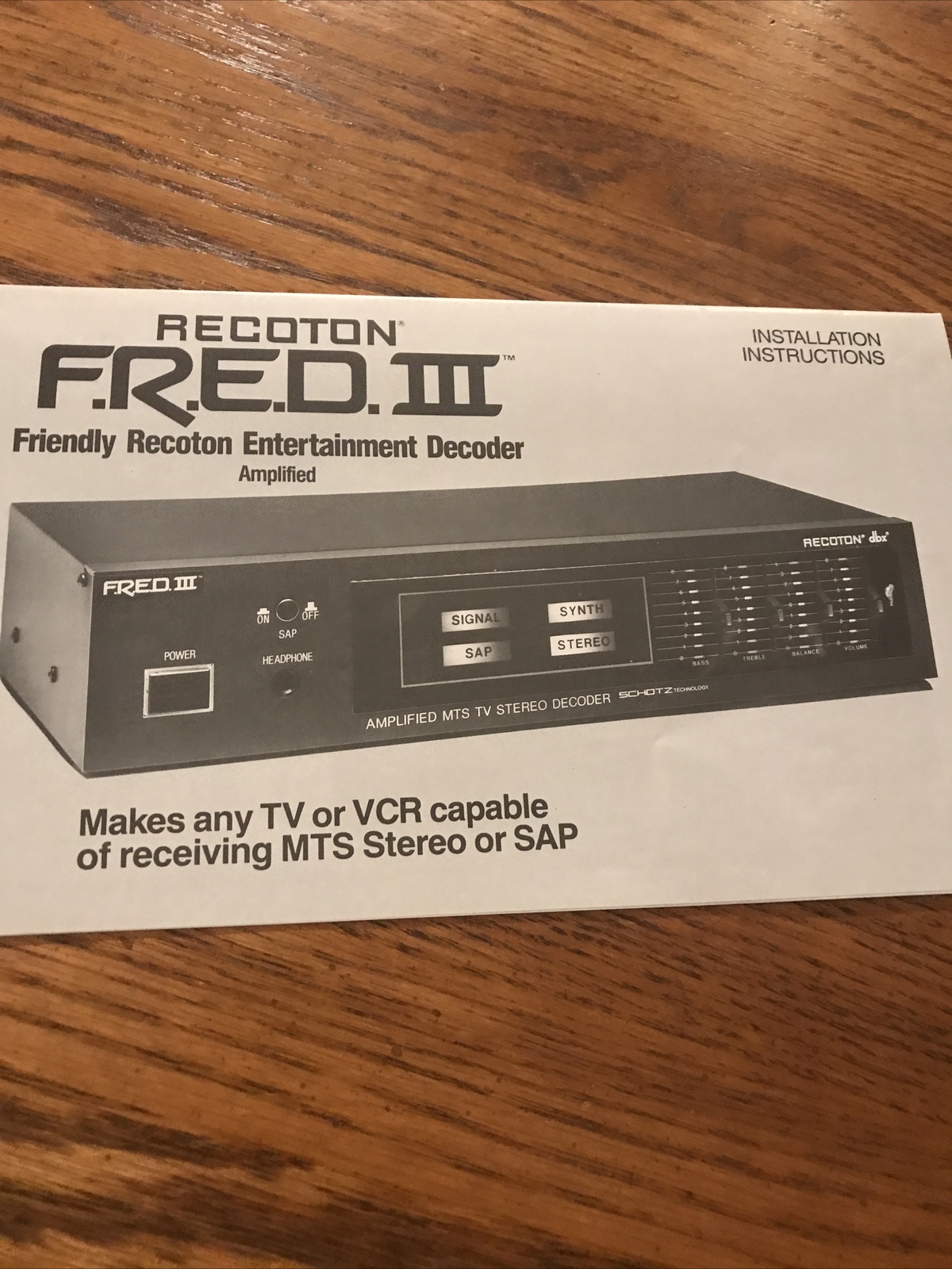 recoton f.r.e.d. 3 manual installation instructions 80s 1986