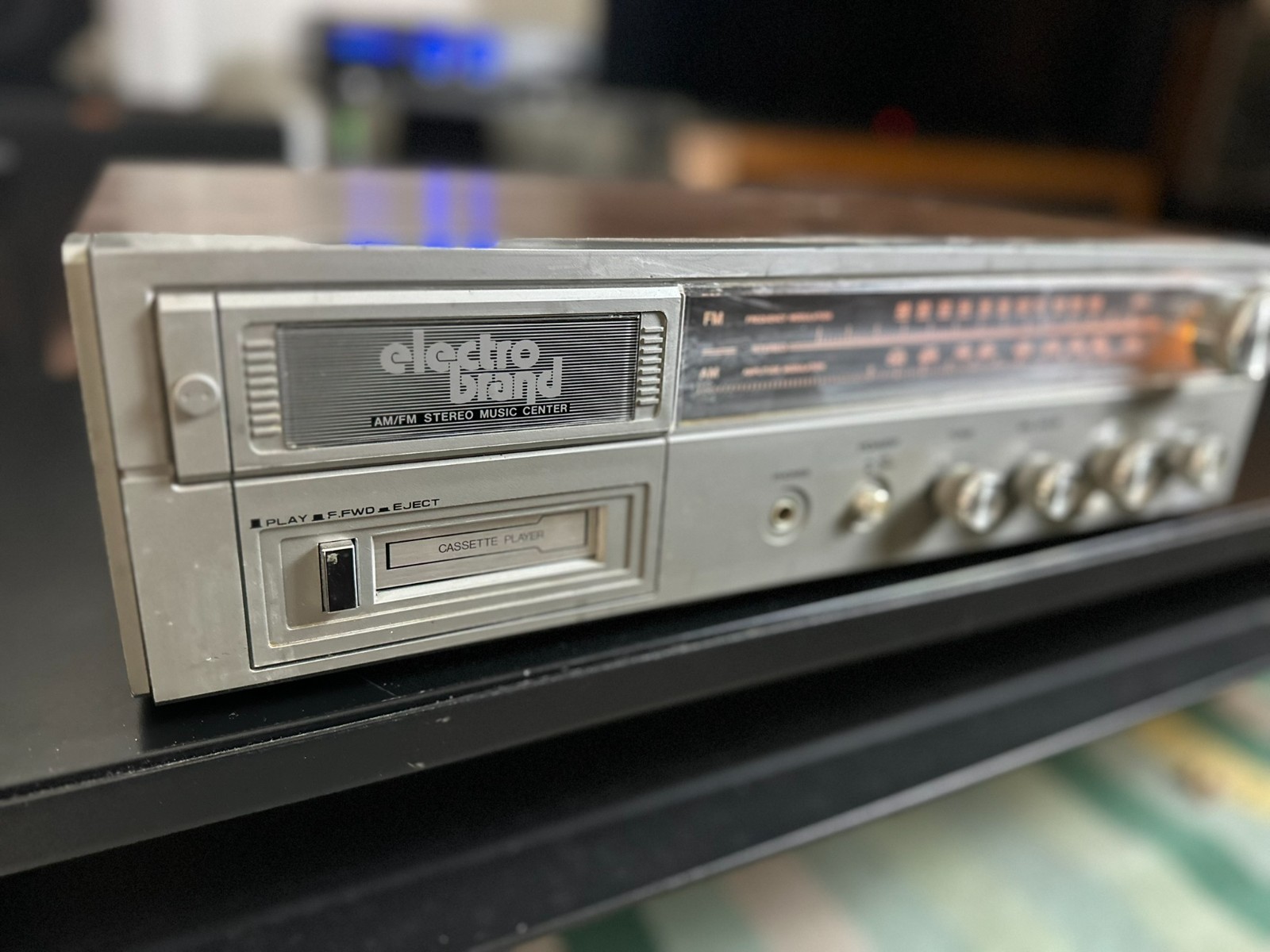Electro Brand 7543 Stereo Receiver Cassette Player AM FM Vintage Woodgrain