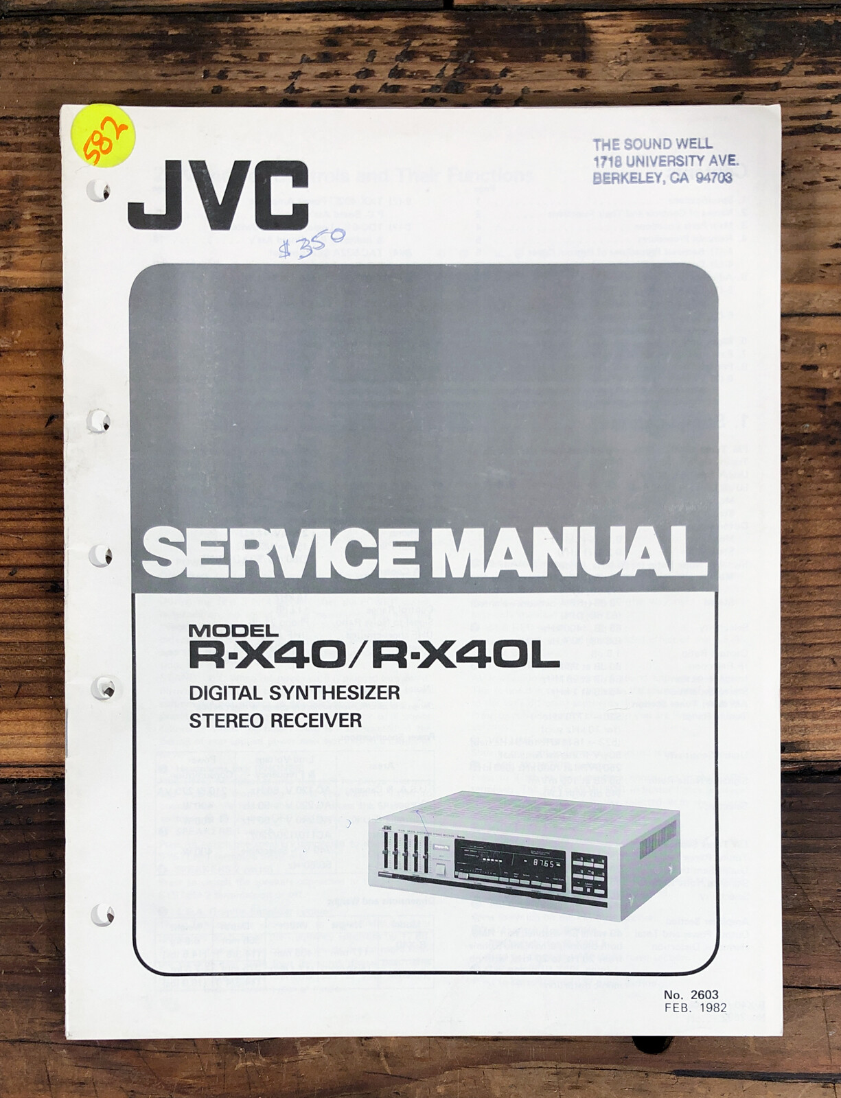 JVC R-X40 R-X40L Receiver Service Manual *Original*