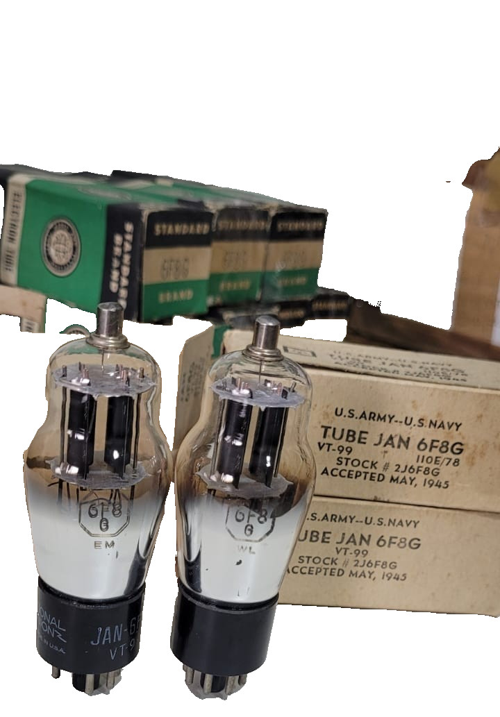 6F8G / 6F8 / VT99 JAN VACUUM TUBES MATCHED PAIR NATIONAL UNION Round Plate