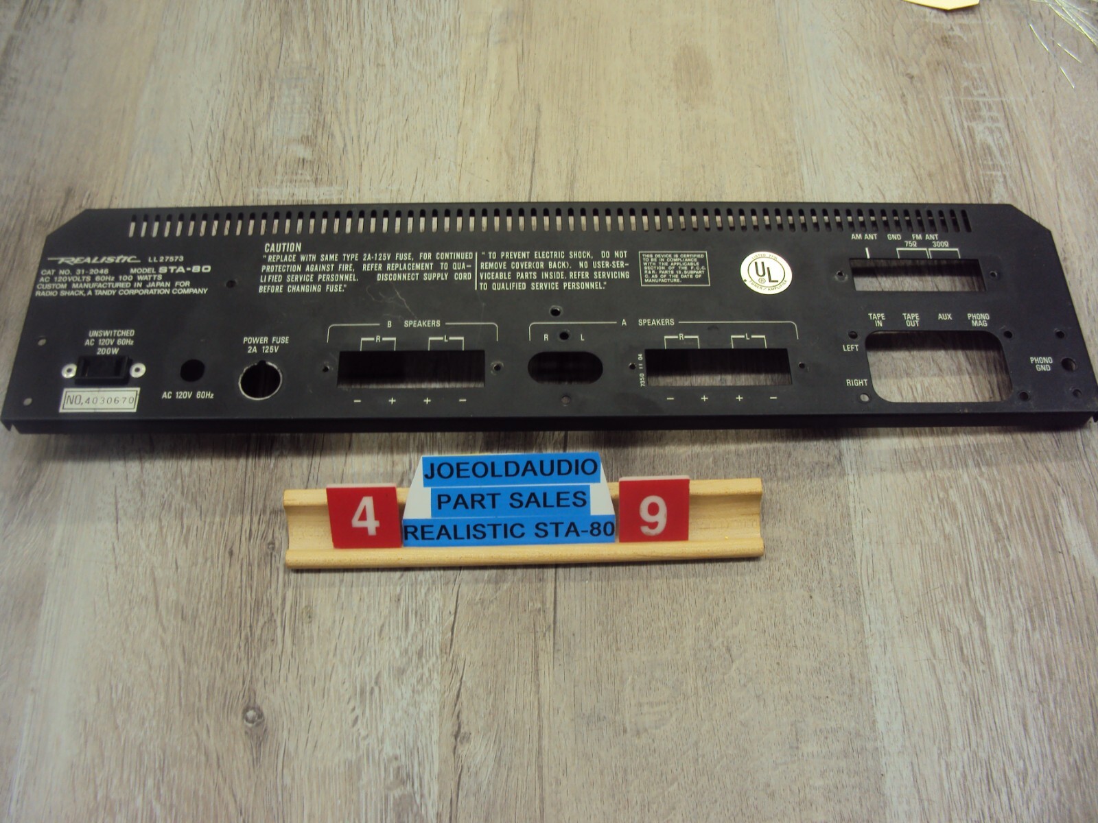 Realistic STA-80 Receiver Back Panel & Mounting Screws Tested Parting Out STA-80