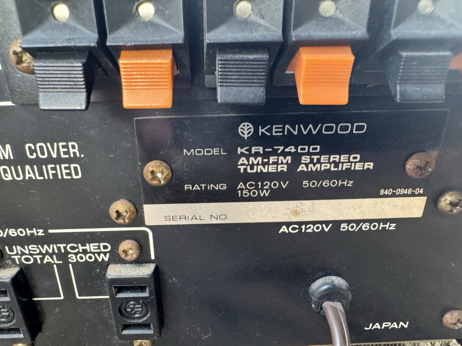 Kenwood KR7400 Receiver Solid State Vintage Working Condition