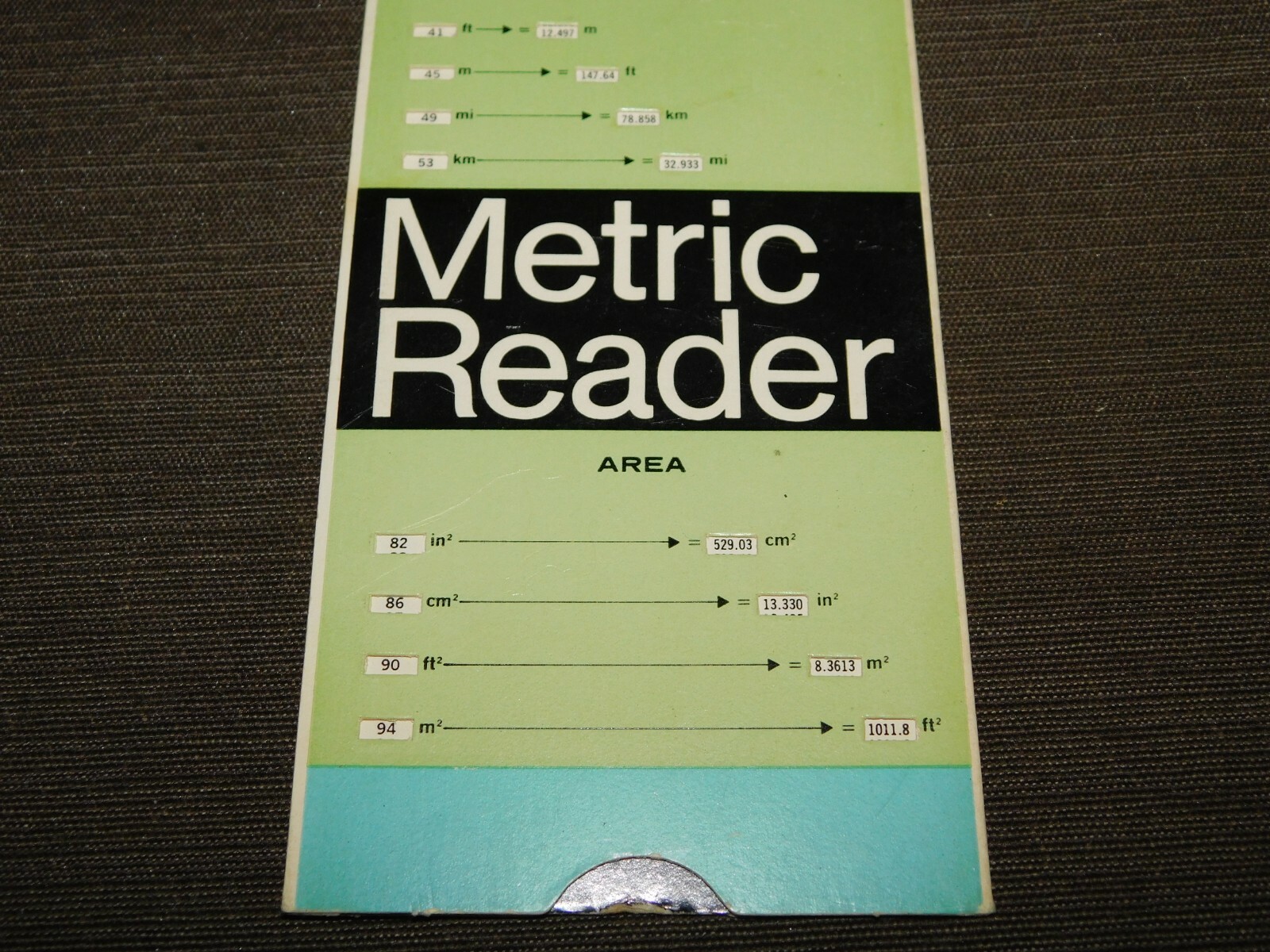VINTAGE 8 1/2″ X 3″ 1974 PERRYGRAF CARDBOARD METRIC READER
