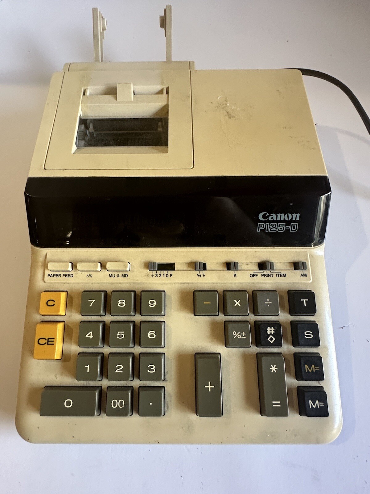 Vintage Canon P125-D Calculator with Adapter – Powers On, Untested