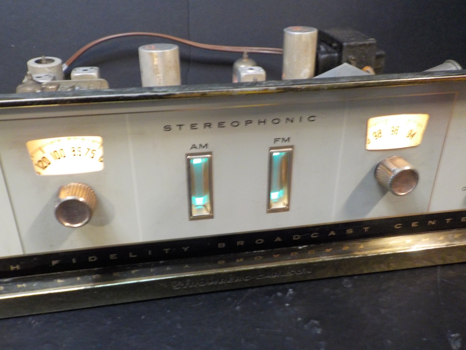 vtg Stromberg Carlson SR 445 A AM/FM Tube Tuner TESTED WORKS