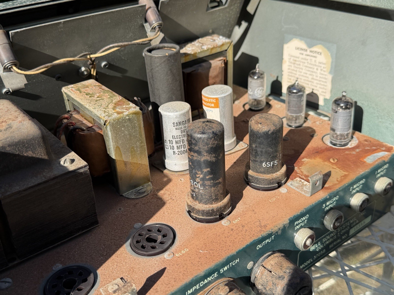1950s Bell Sound Systems 3725B Vacuum Tube Amplifier PARTS/REPAIR