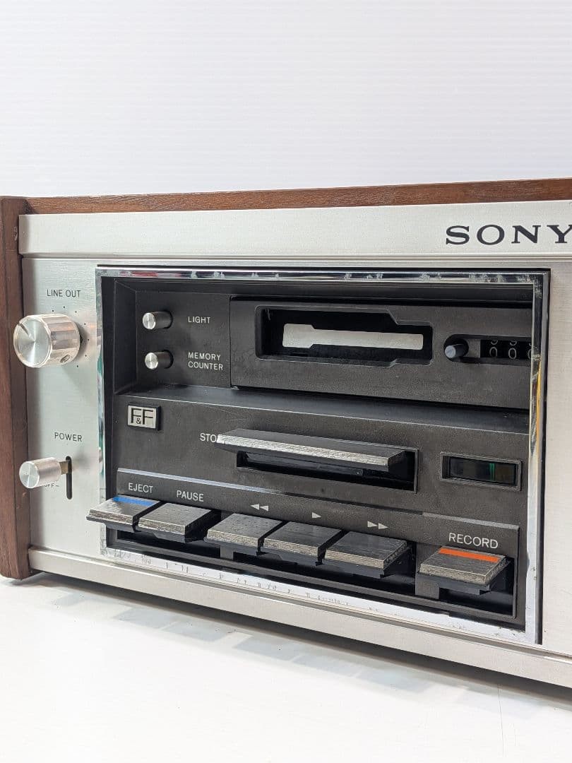 SONY TC-4350SD Stereo Cassette Deck Wood Grain Cabinet VU Meter Illuminated