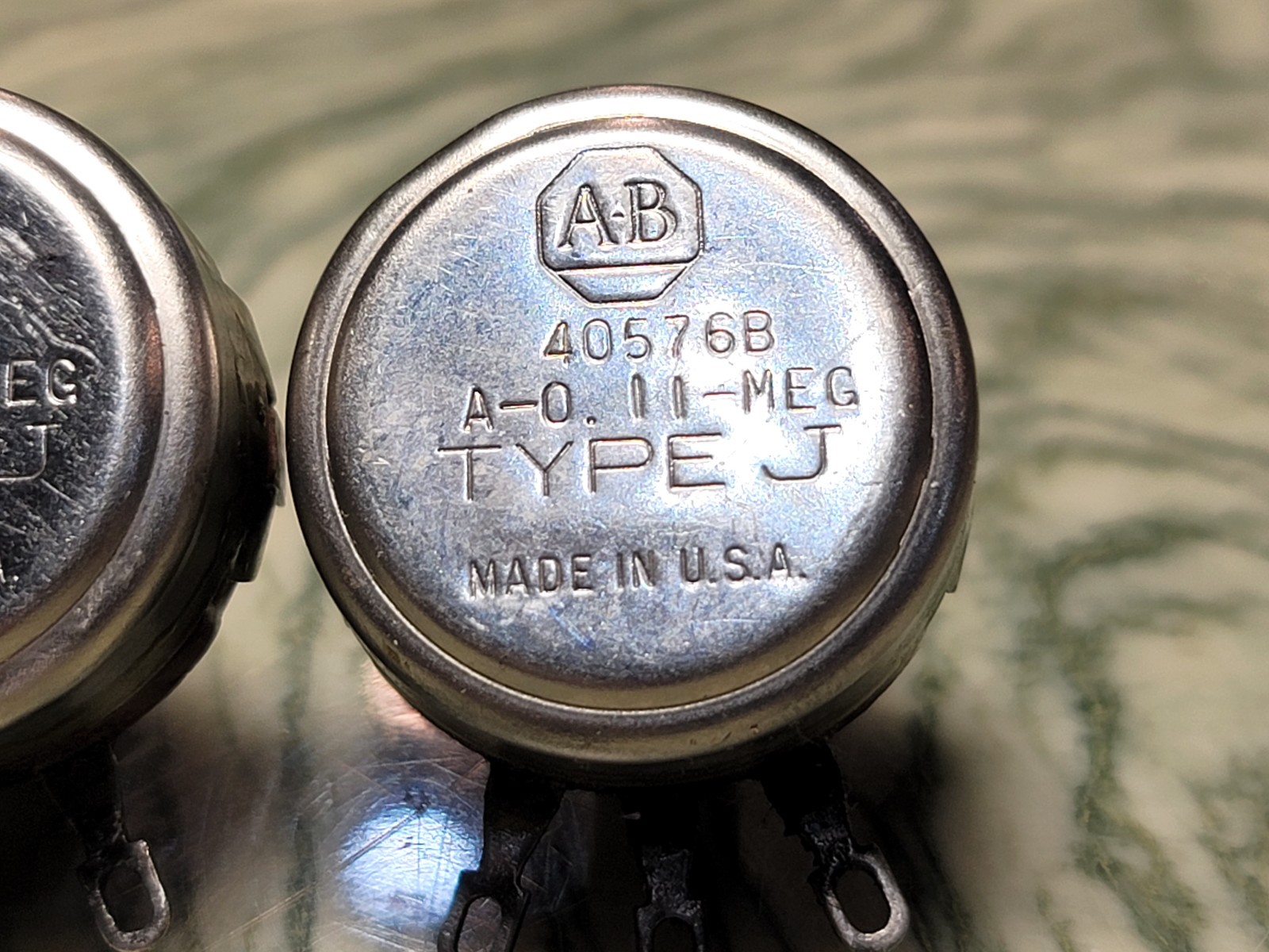 (AB)Allen Bradley 110K ohm Log/Audio Taper potentiometer ampex parts…!!! 1pair