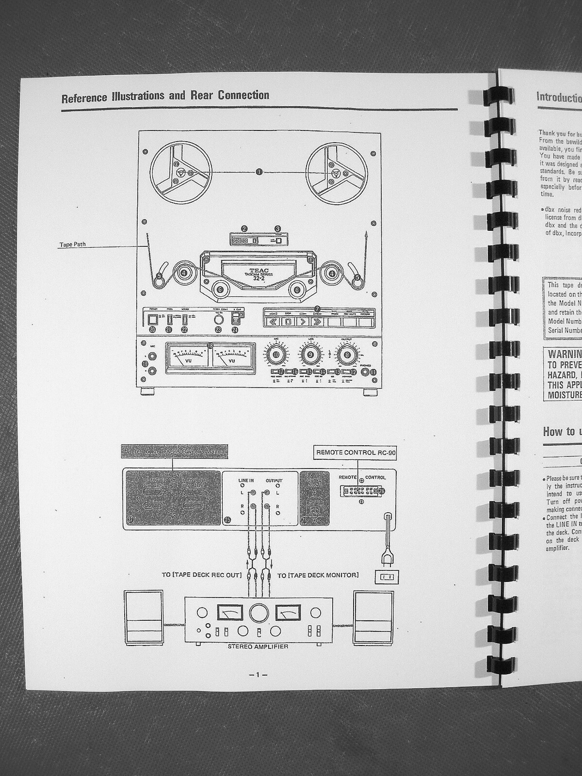 ONE NEW COPY TASCAM 32-2 REEL TO REEL TAPE DECK RECORDER OWNER’S MANUAL