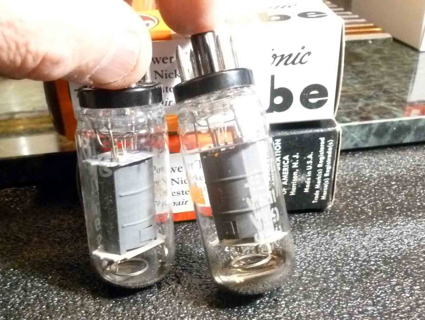 Pair GE Grey Plate 6v6 GTA Power Tubes 7/15 on the Orange Tester
