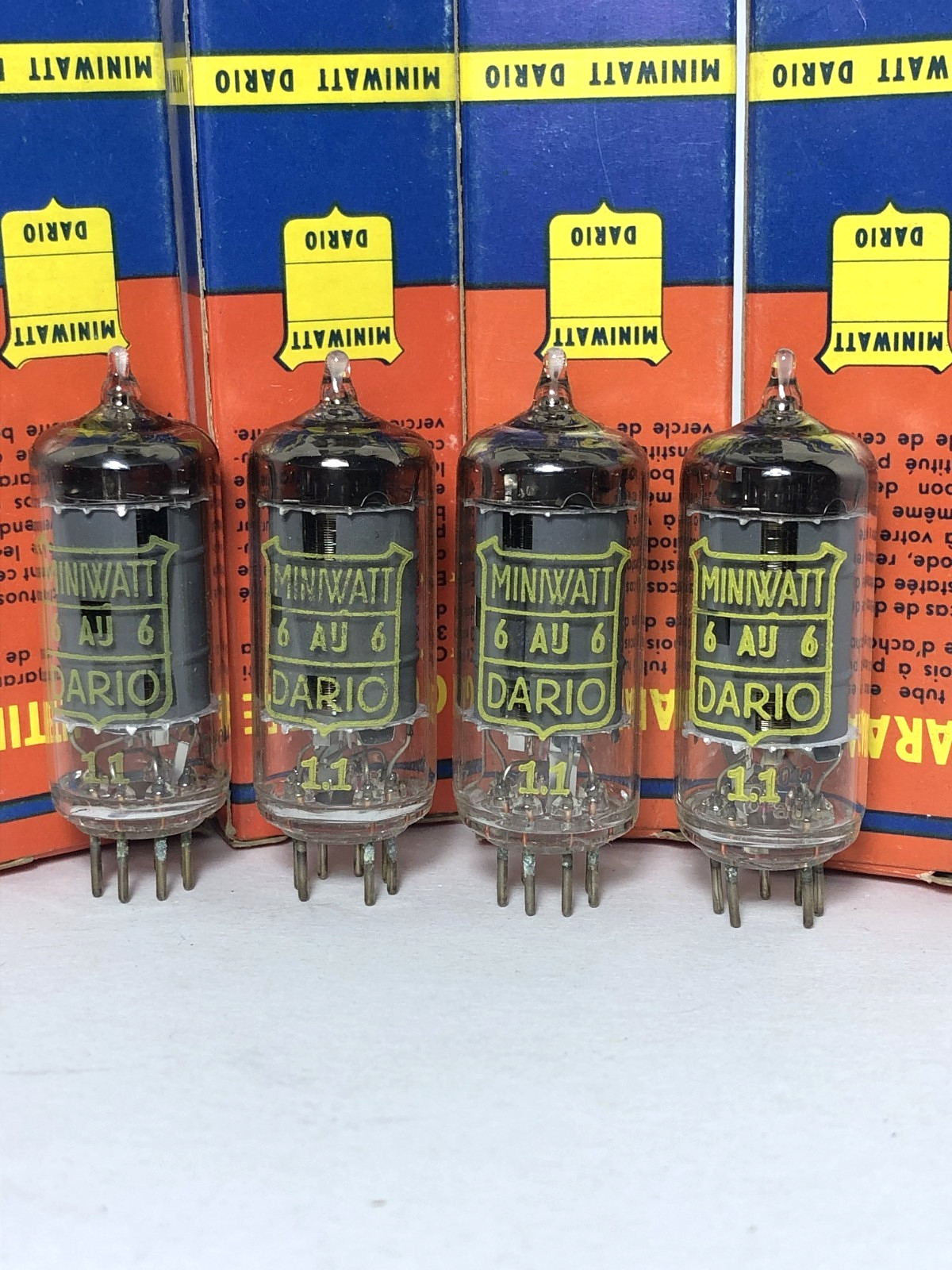 NOS Matched Quad (4pcs) Miniwatt Dario 6AU6 Vacuum Tubes – 1970 France