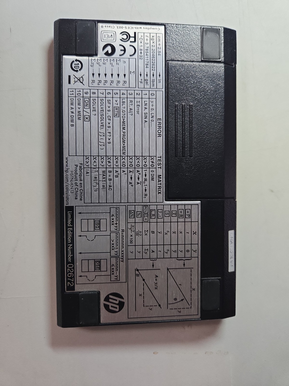 Hewlett Packard 15C Limited Edition Calculator HP-15C LE leather case