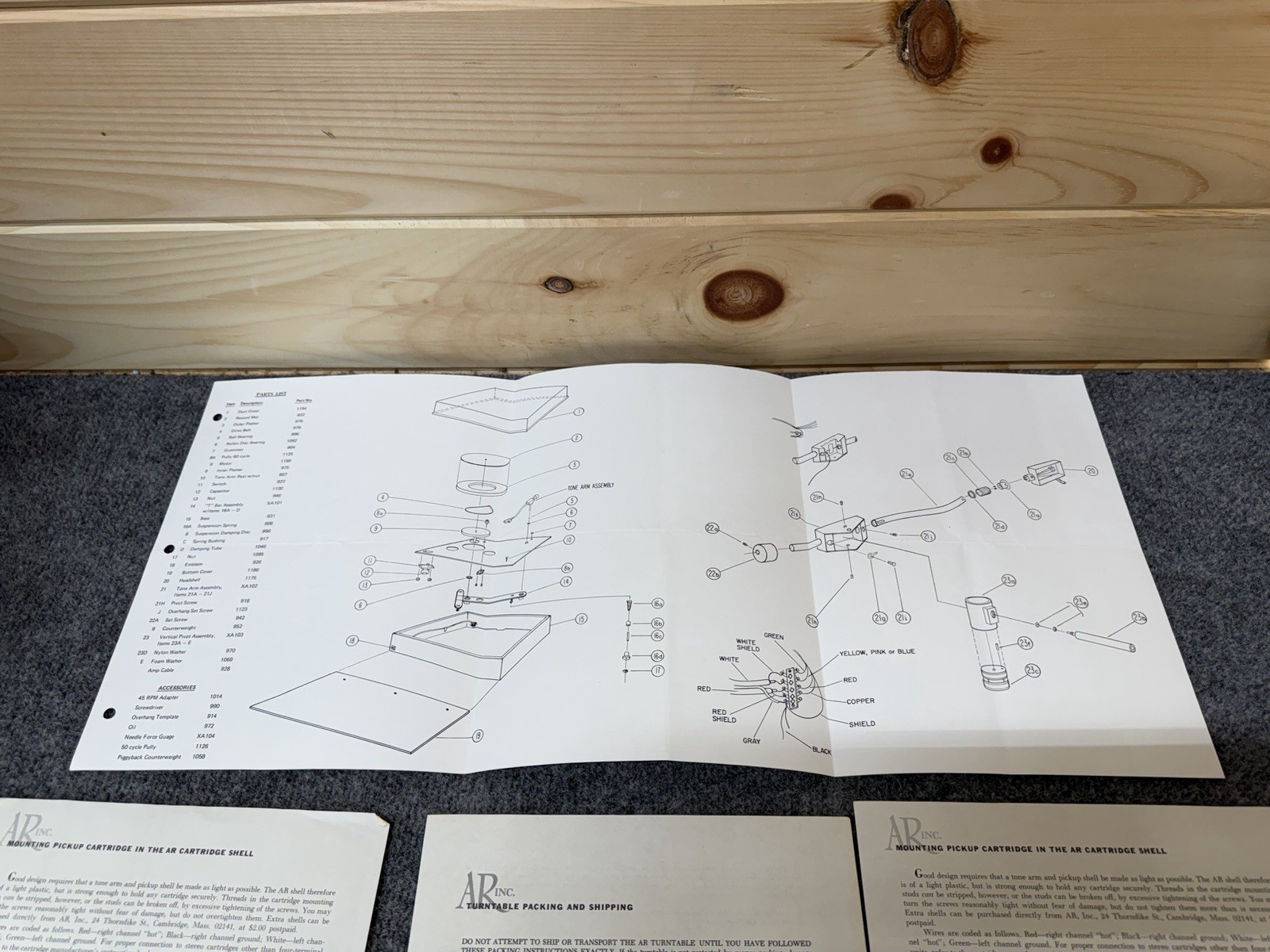 ⭐️Original Acoustic Research AR-XA Turntable Service & Instruction Manual +More