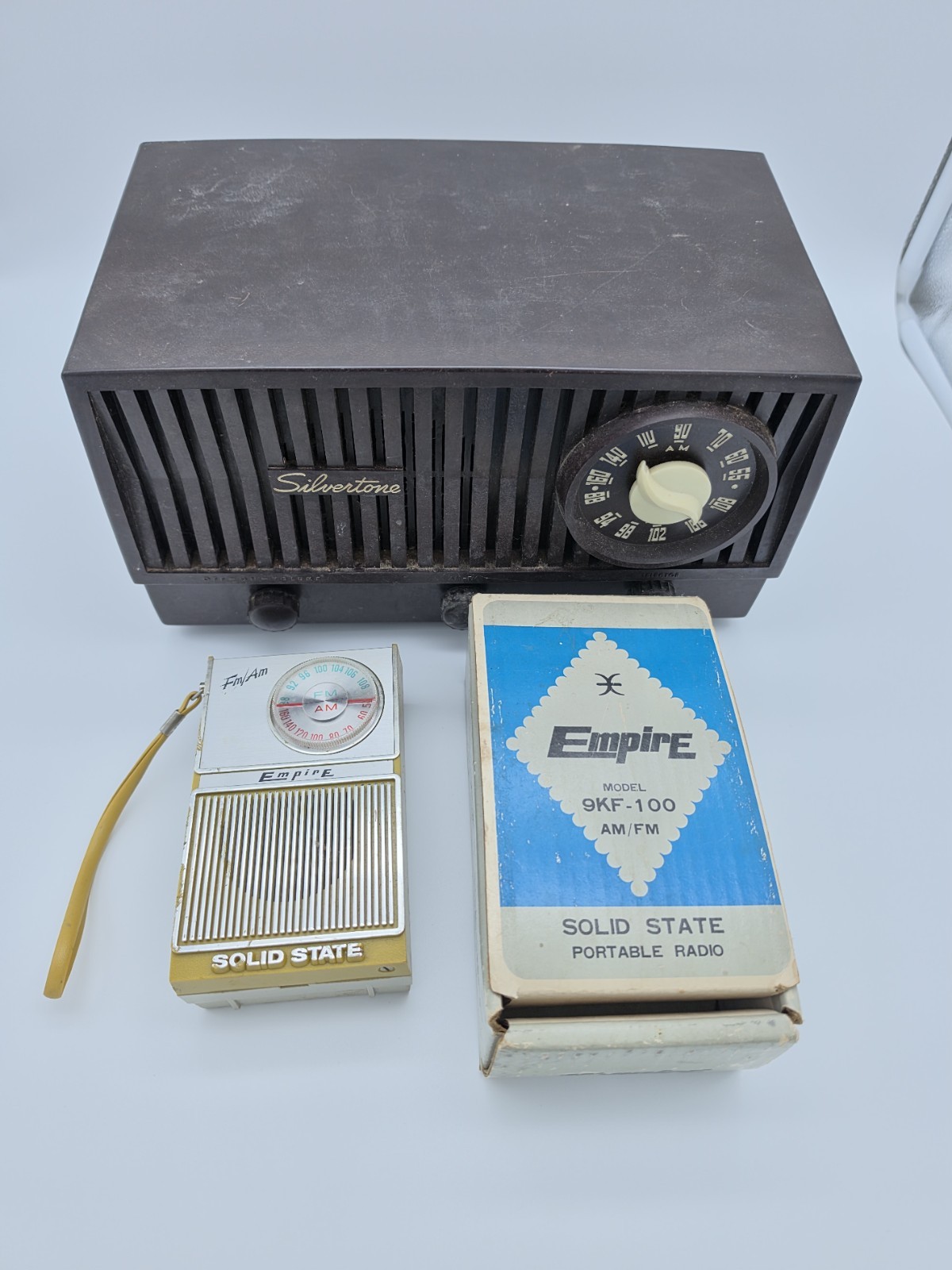 Lot 2 Vintage Portable Radios – Empire 9KF-100 + Silvertone AM/FM (For Parts)