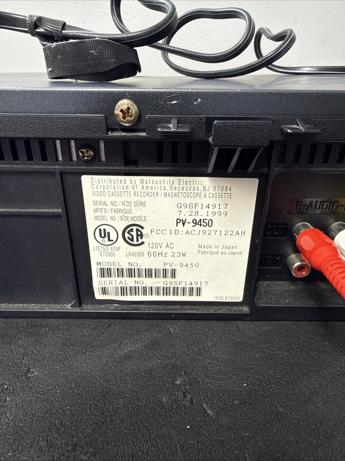 Panasonic PV-9450 VCR Blue Line Hi-Fi Stereo No Remote Tested & Working – Japan