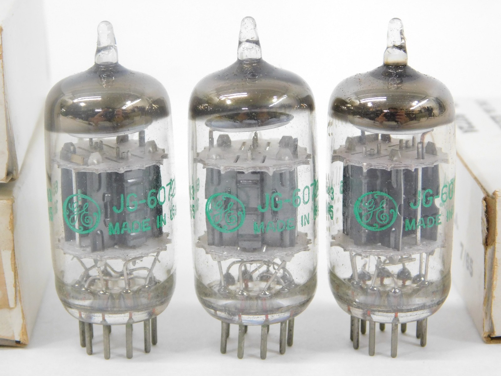 GE JG-6072A Vintage 1965 Black Plate Audio NOS Tube Trio (test well)