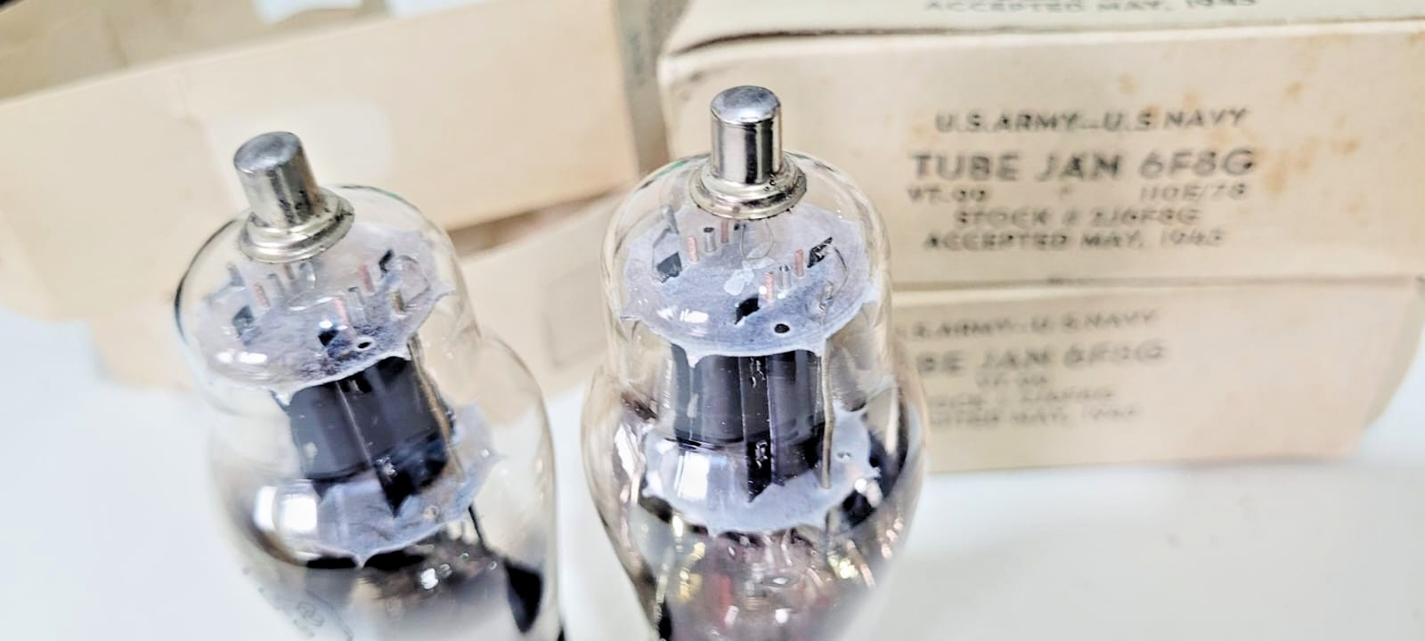 6F8G / 6F8 / VT99 JAN VACUUM TUBES MATCHED PAIR NATIONAL UNION Round Plate