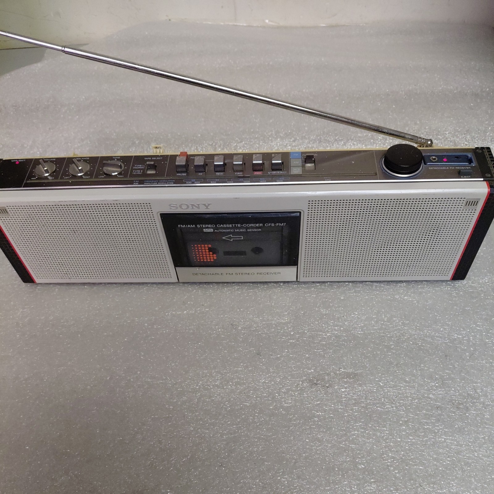 Sony CFS-FM7 model Retro Radio Cassette Recorder Vintage Boombox w/ FM Receiver