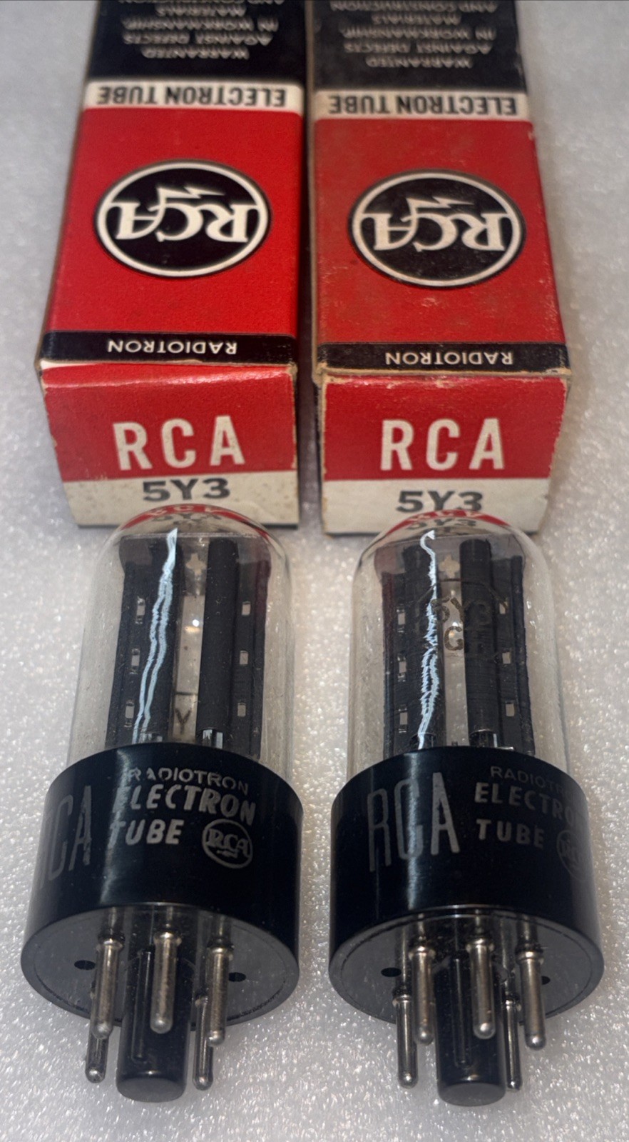 Pair RCA 5Y3GT Vacuum Tubes Black Plate Bottom D-Getter Tubes New In Box