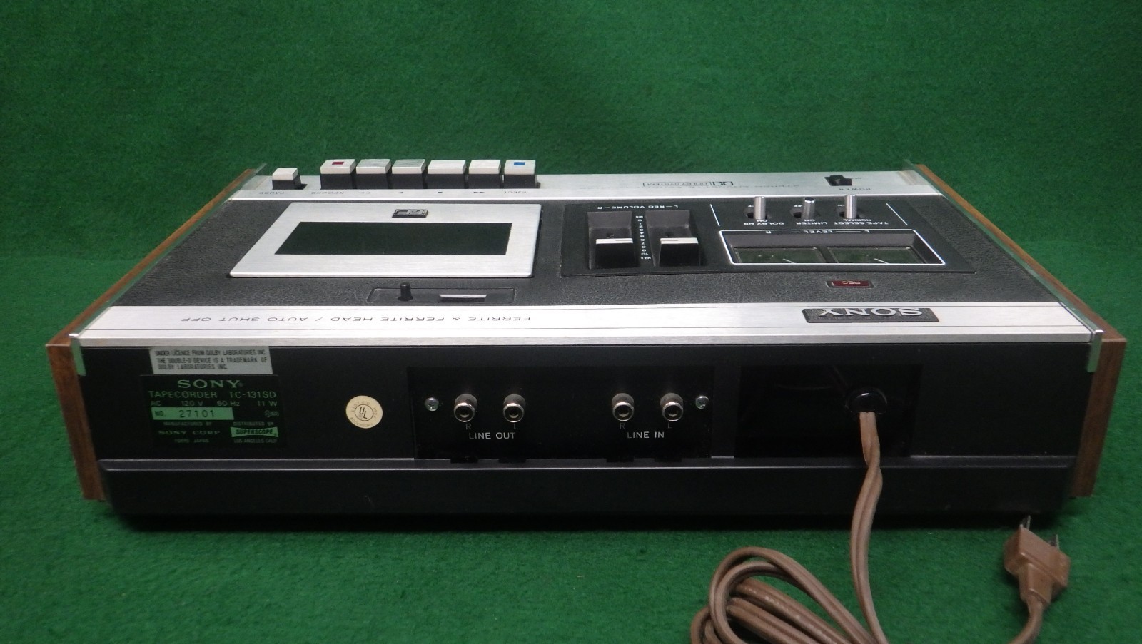 Sony TC-131SD Vintage Tape Deck w/Woodgrain-Aluminum Case