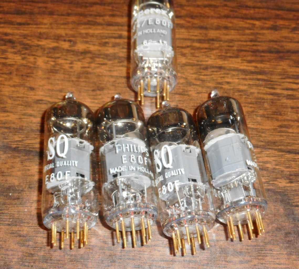 LOT OF 5 E80F PHILIPS/AMPEREX audio tubes – NOS –