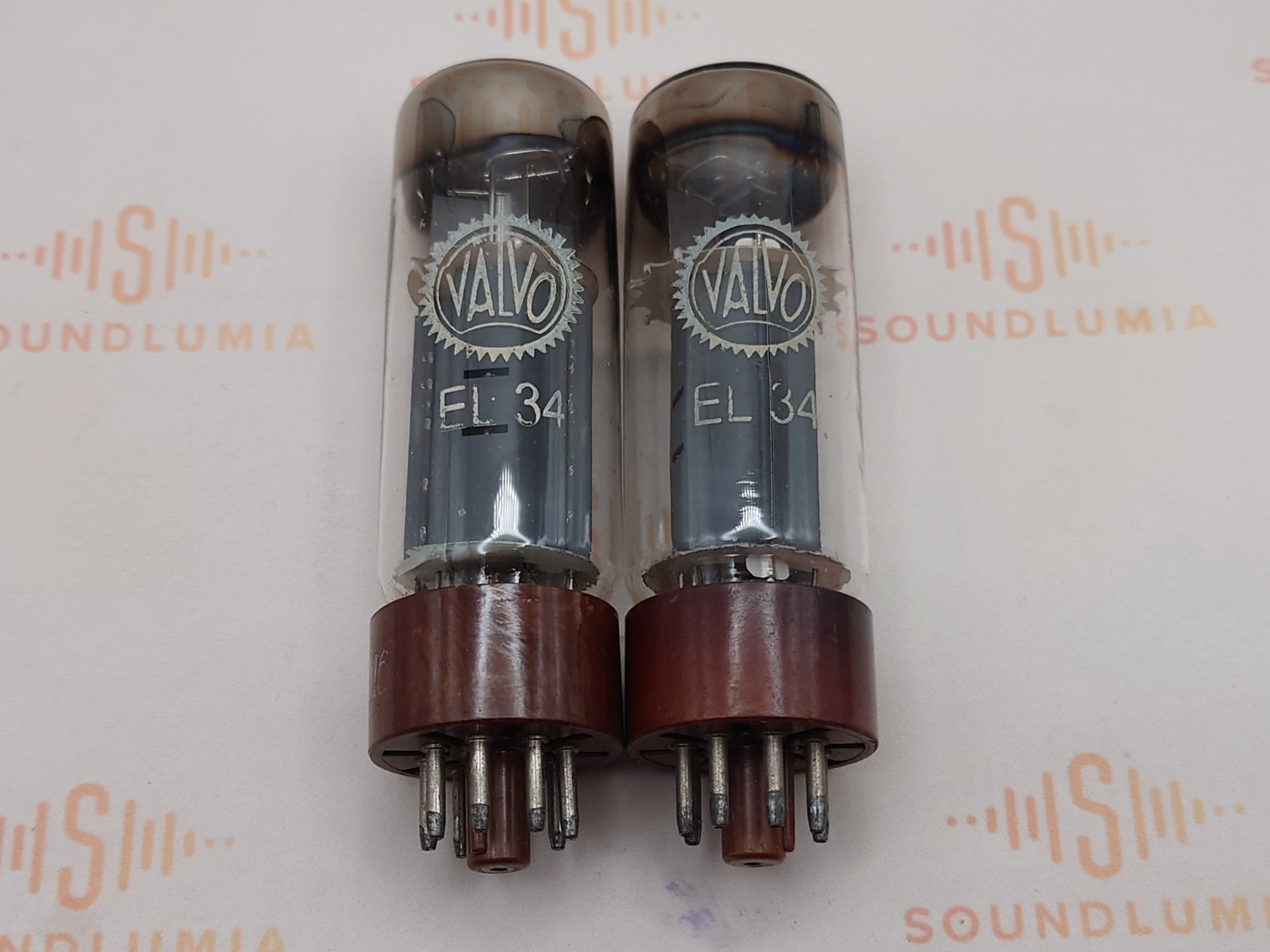 Mazda EL34 6CA7 DD Getter Matched Pair – Valvo Label – Bruxelles – NOS+
