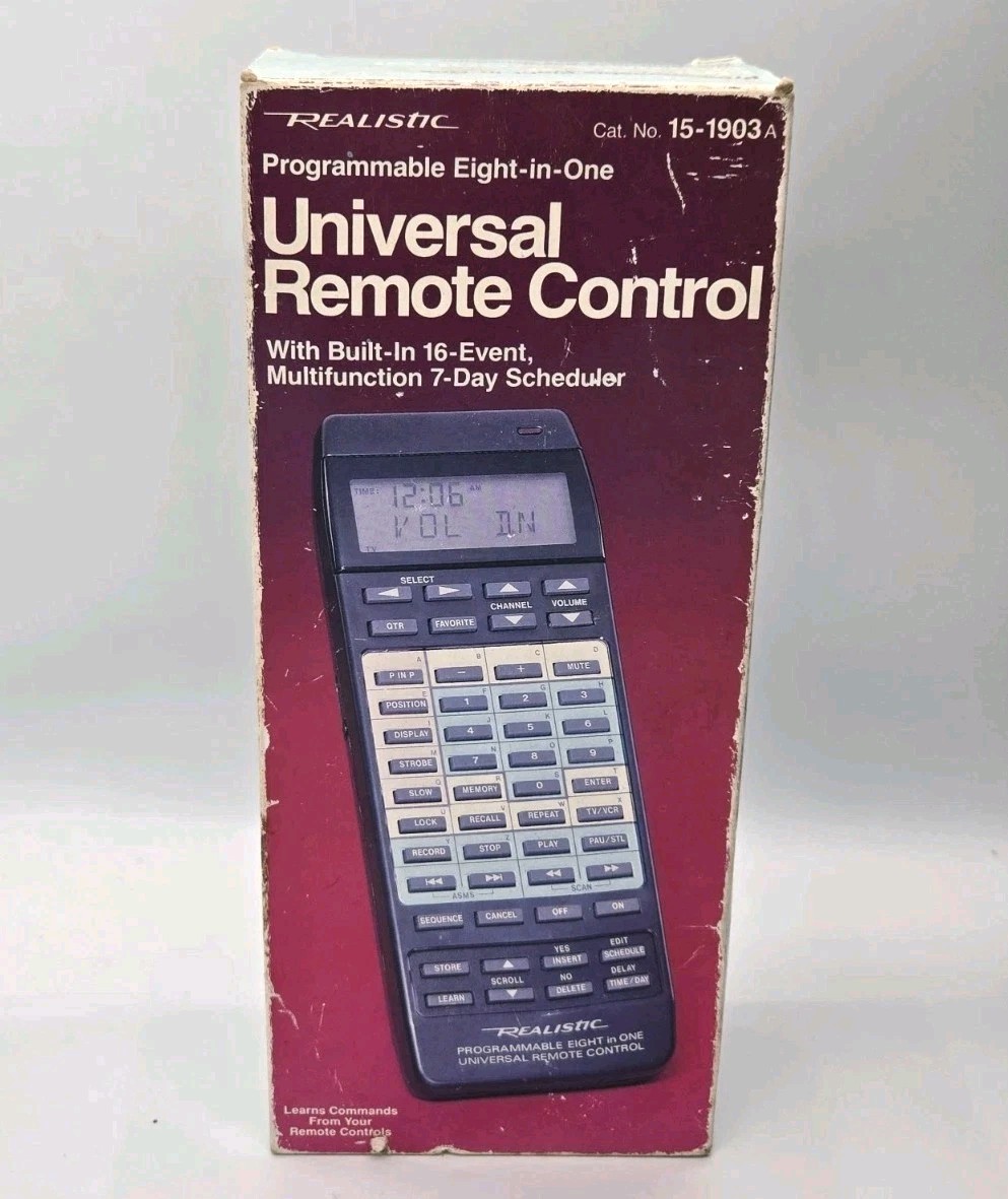 Vintage Realistic Programable 8-in-1 Universal Remote Control 15-1903A New
