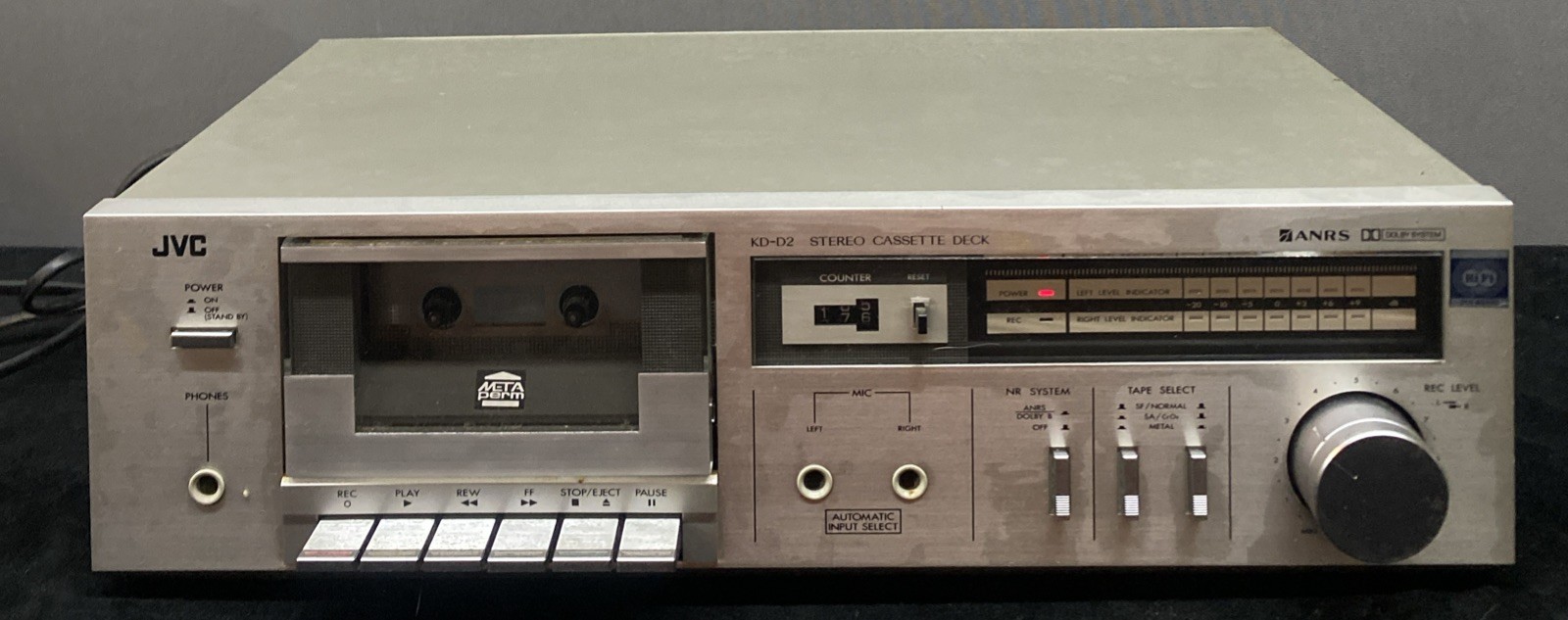 JVC KD-D2 ANRS Dolby Noise Reduction Single Stereo Cassette Deck Silver Works