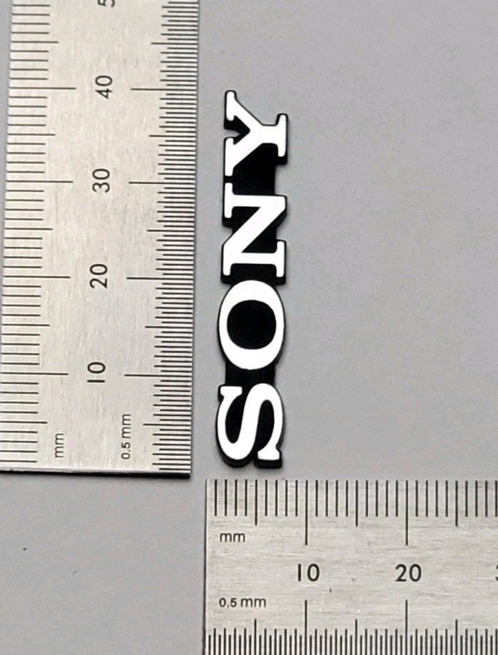 SONY Monitor Badge Logo Label 39mm Custom Incised Acrylic With Adhesive