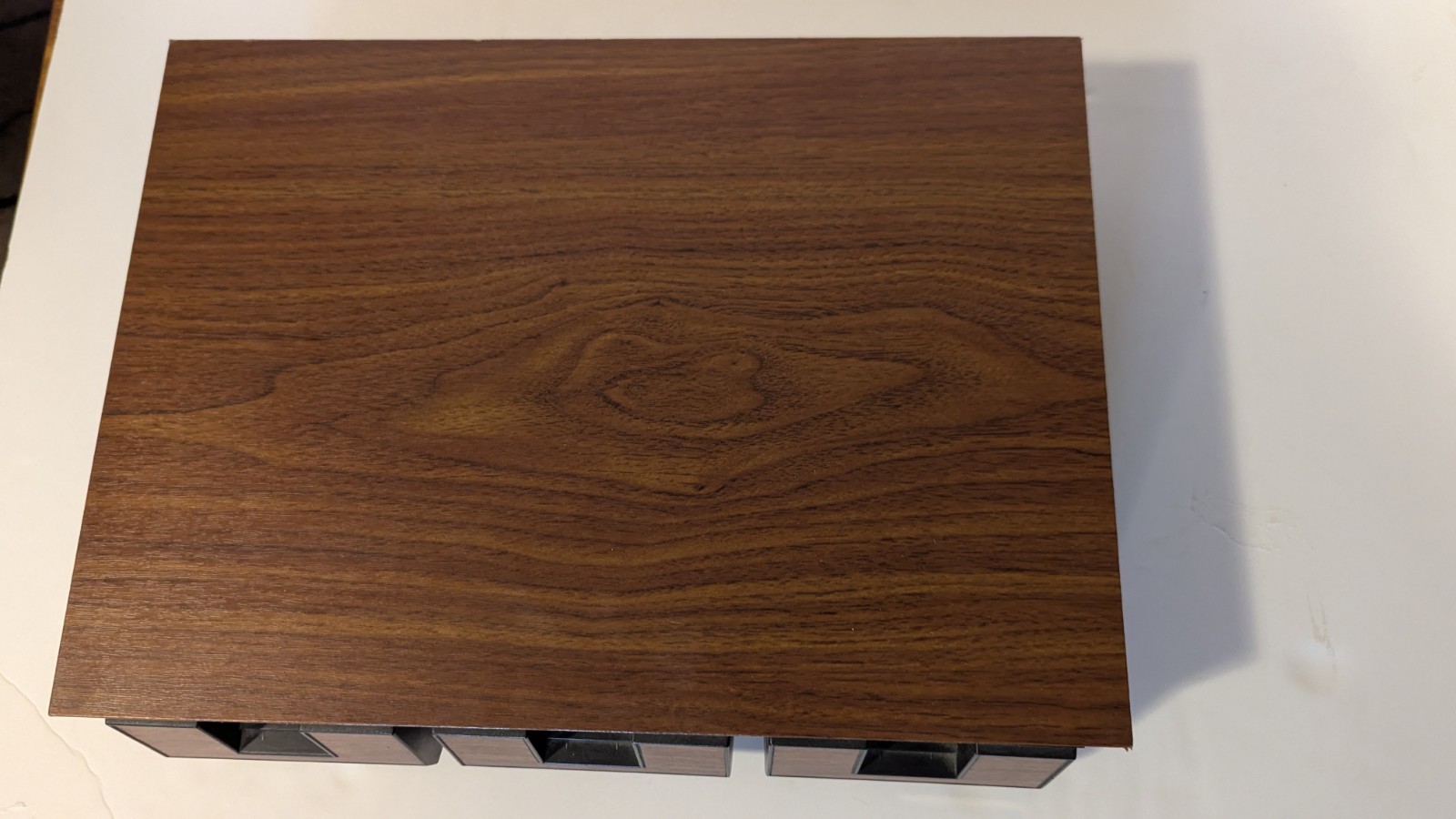 Vintage 3 Drawer 42 Cassette Tape Storage Case Wood Grain Faux Oak
