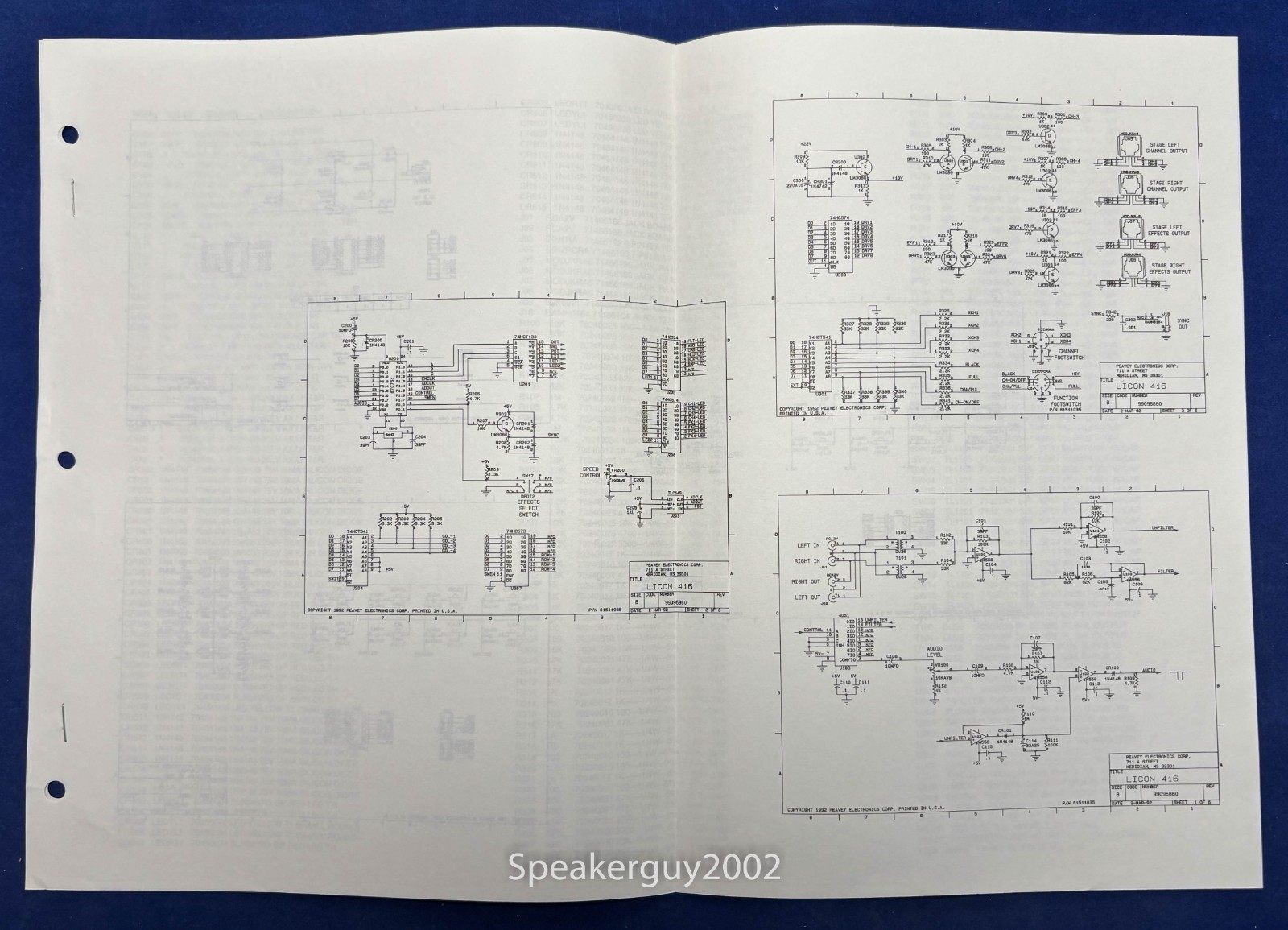 Original Peavey Licon 416 Foldout Schematic