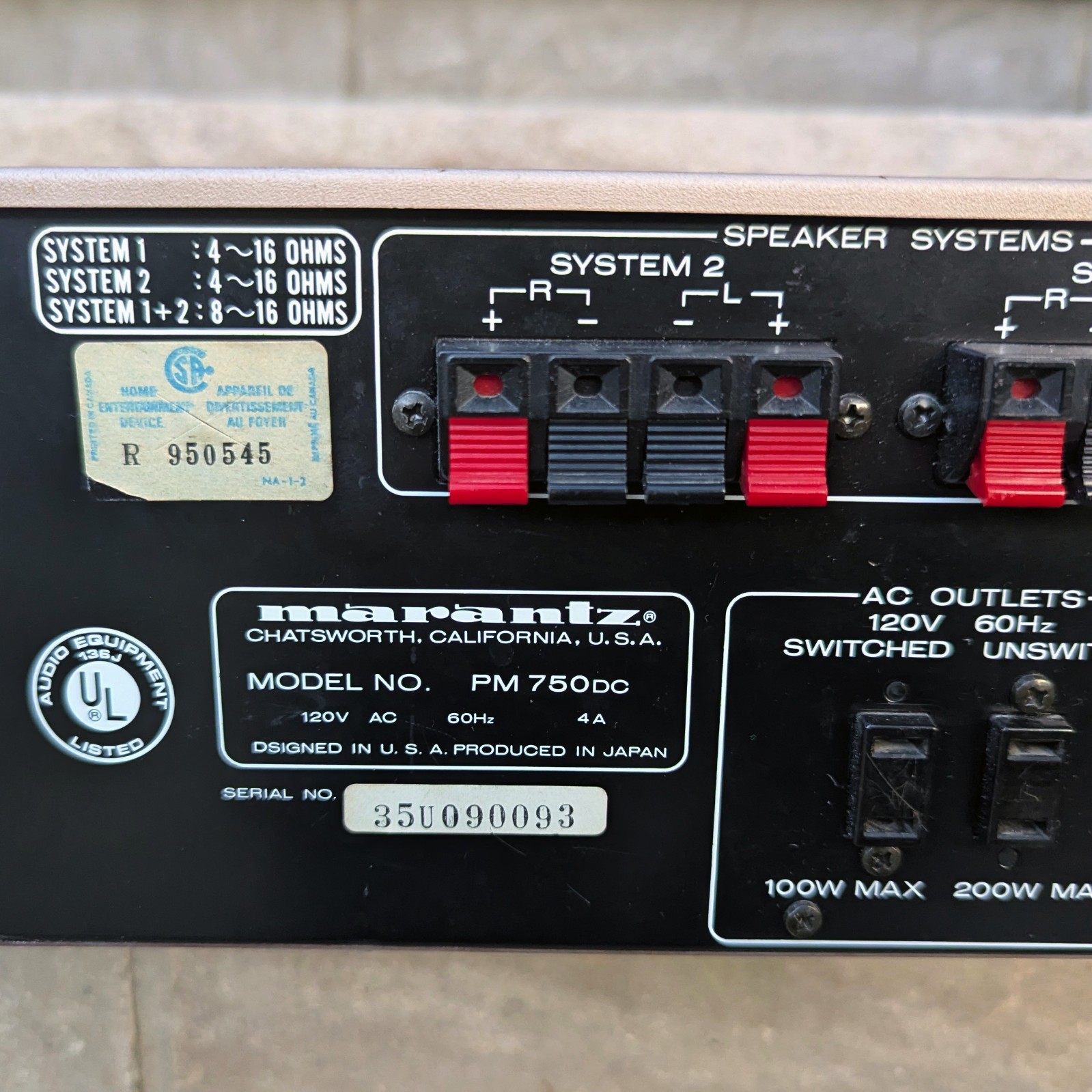Marantz PM 750 DC Stereo Amplifier