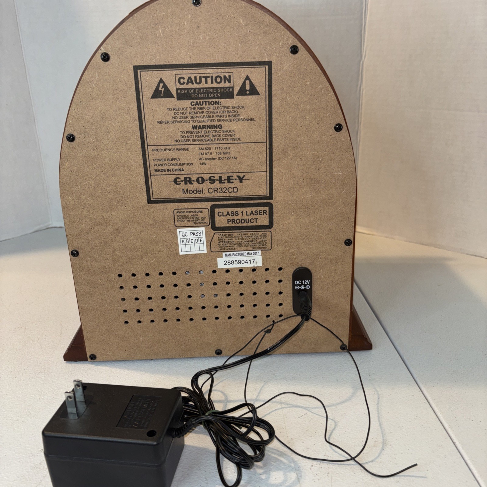 Crosley CR32CD Cathedral Tabletop AM/FM Radio CD Player Wood