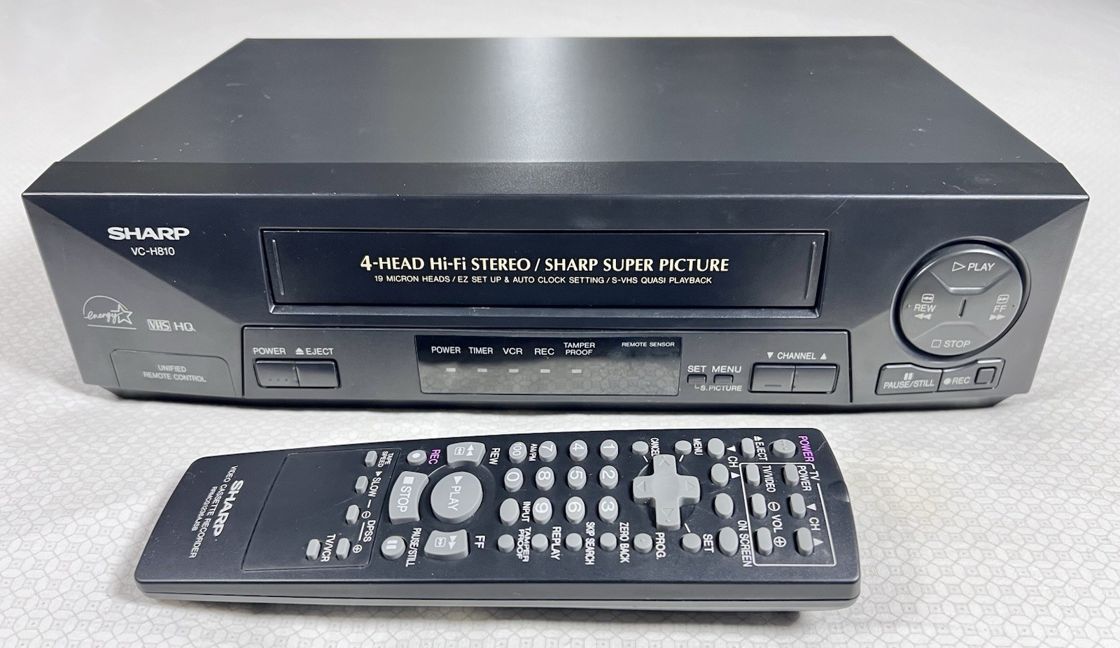 Sharp VC-H810U 4-Head Hi-Fi Stereo VHS VCR Player & Working Original Remote
