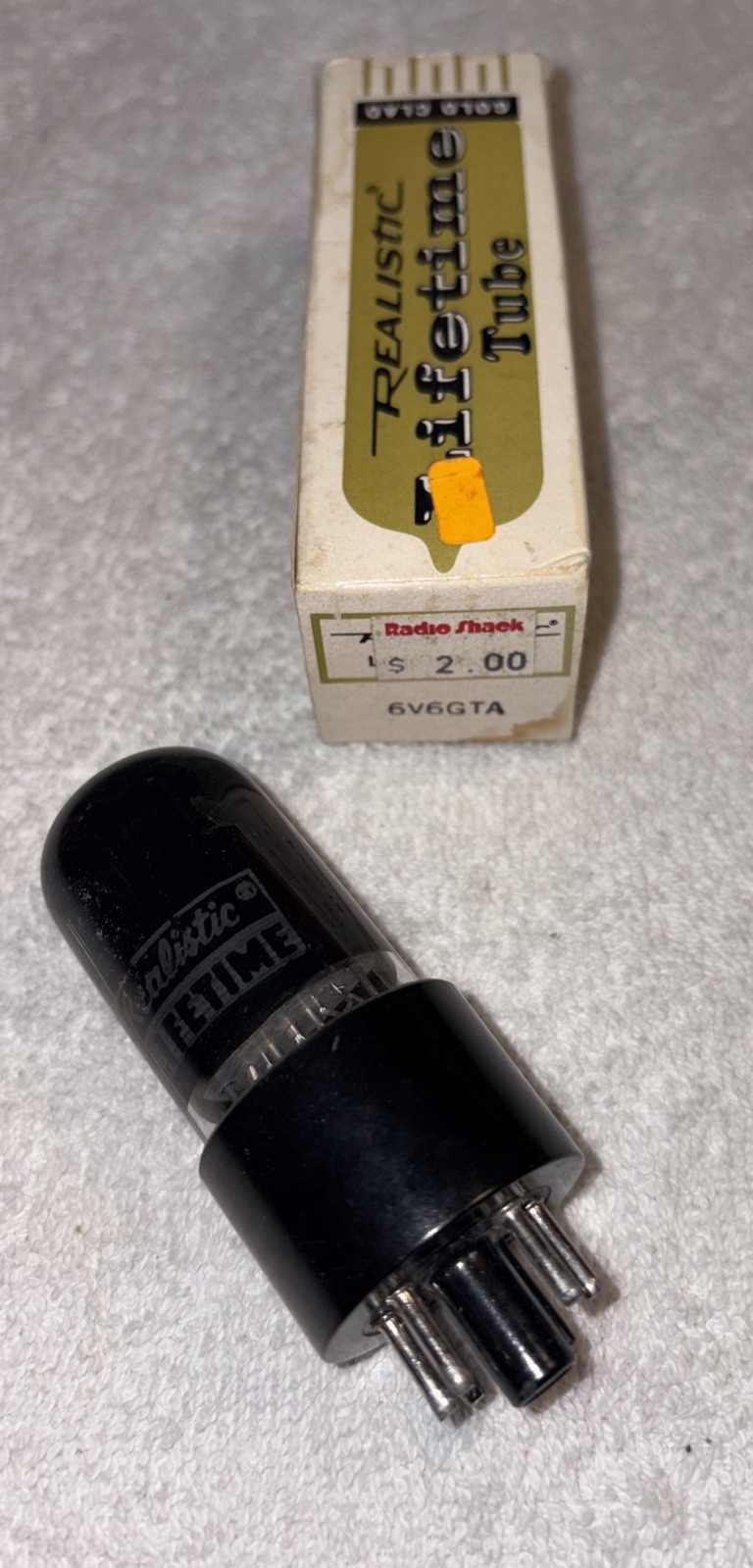 Realistic Lifetime 6V6GTA Black Glass Vacuum Tube Amplitrex Tested NOS 104%