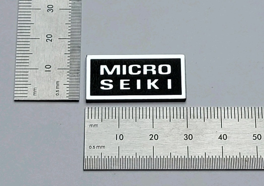 Micro Seiki Badge Logo For Dust Cover 30mm X 15mm Premium Silver With Adhesive