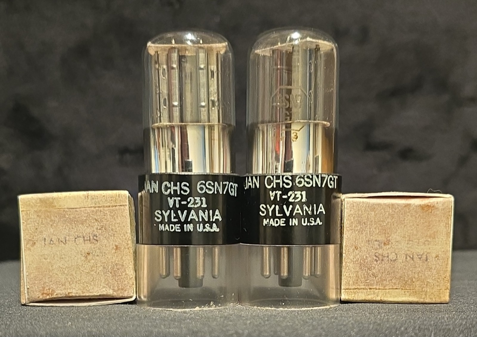 SYLVANIA 6SN7 GT VT-231 TUBE JAN CHS 1940s TOUGH DOG WHITE LABEL MATCHED SET