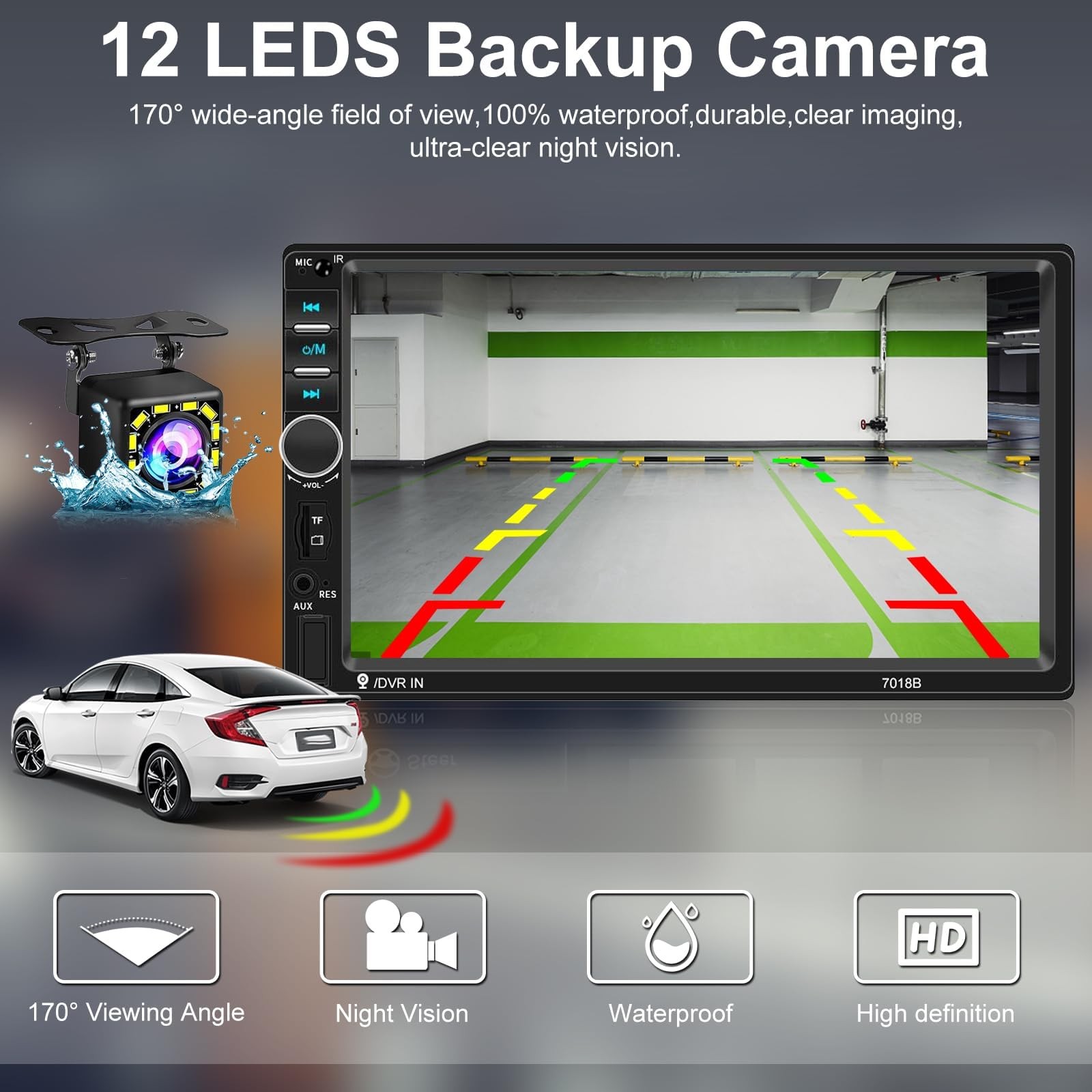 Nhopeew Double Din Car Stereo Bluetooth And Backup Camera 7 Inch Touch Screen