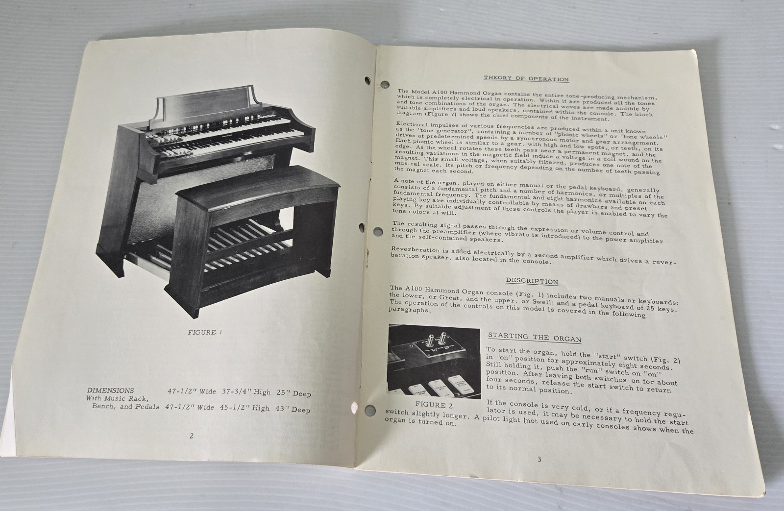 Hammond Organ A-100 Original Owners Manual Service Information Schematics