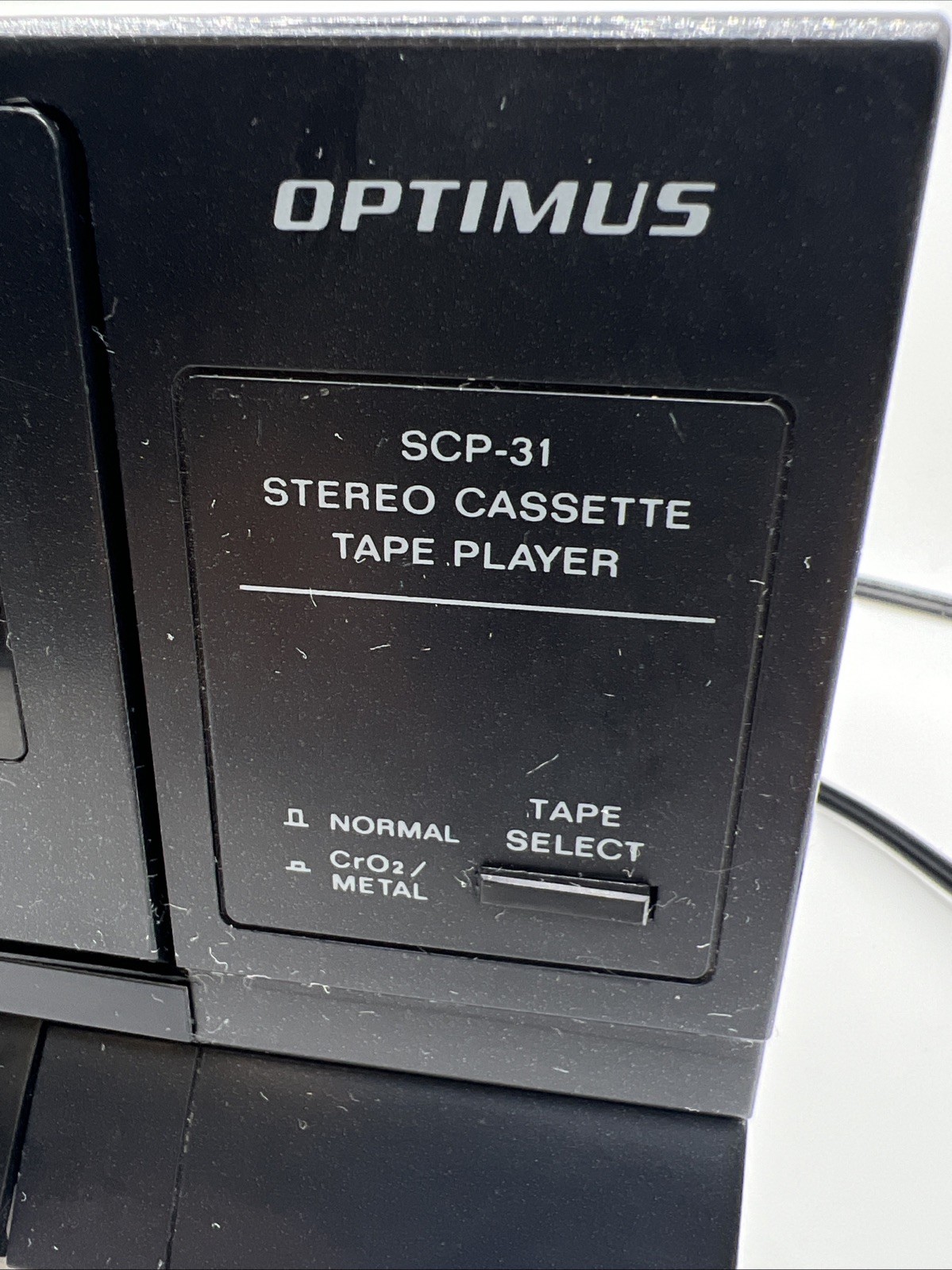 Optimus SCP-31 Stereo Cassette Tape Player RCA Black Vintage Compact RARE VTG