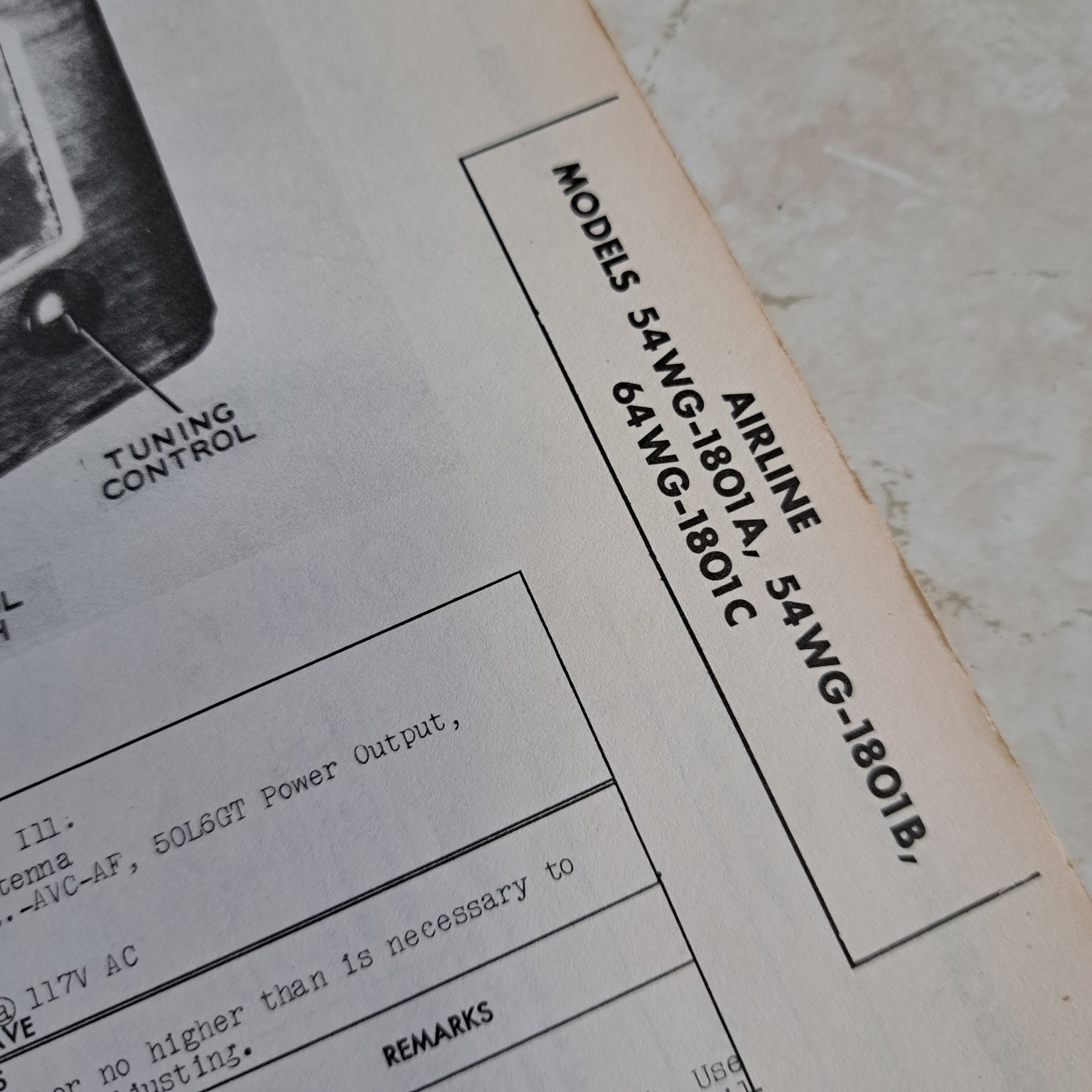 AIRLINE Radio Manual 54WG-1801A 64WG-1801C 1948 Illustrated Photofact