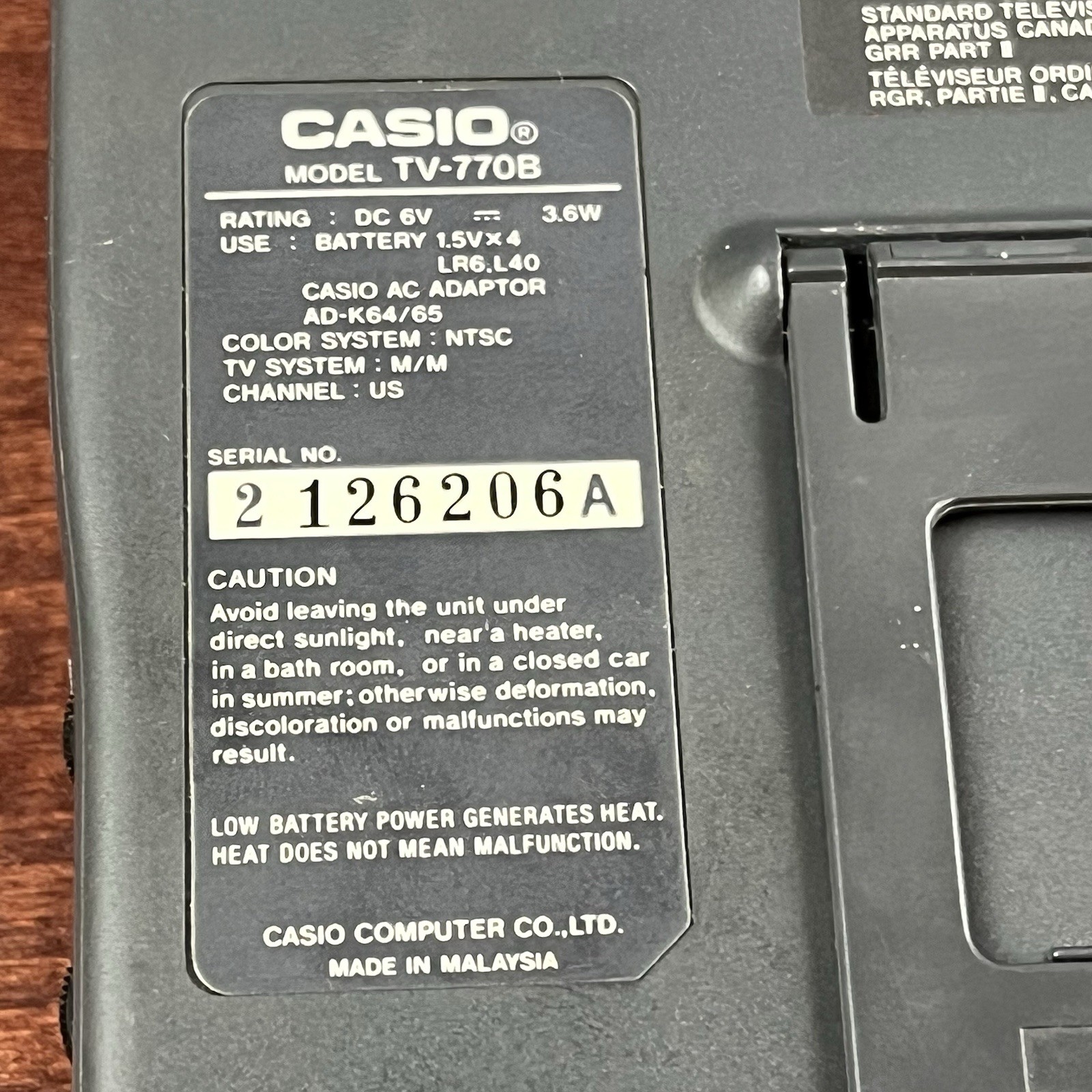 Vintage Casio Handheld TV Crystal Vision TV-770B AA Battery Operated