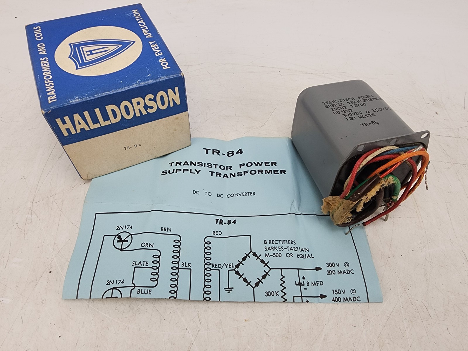 Vintage Halldorson TR-84 Transistor Power Transformer 12VDC 300-150VDC 120W