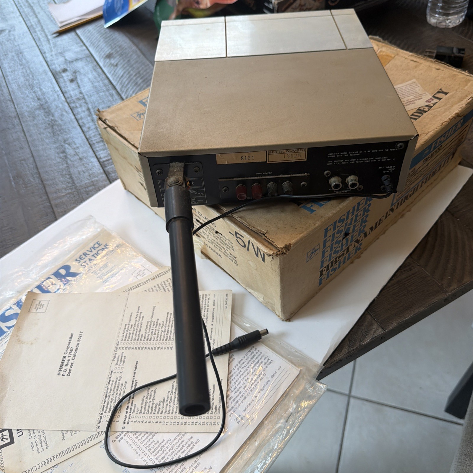 FISHER Stereo Tuner MODEL FM-M100 Original Box Vintage 1978 Paperwork Hi Fi