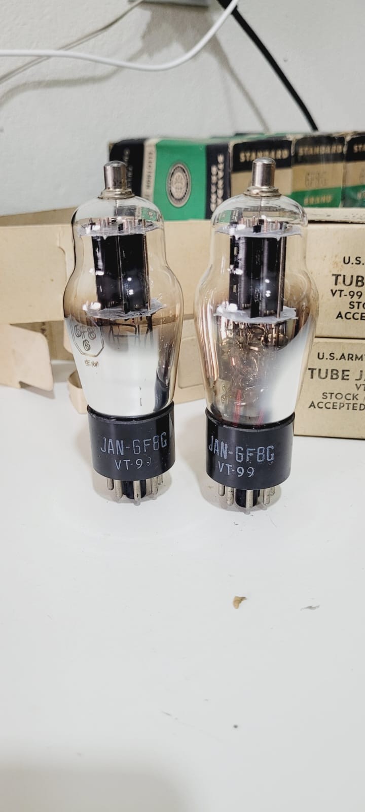6F8G / 6F8 / VT99 JAN VACUUM TUBES MATCHED PAIR NATIONAL UNION Round Plate