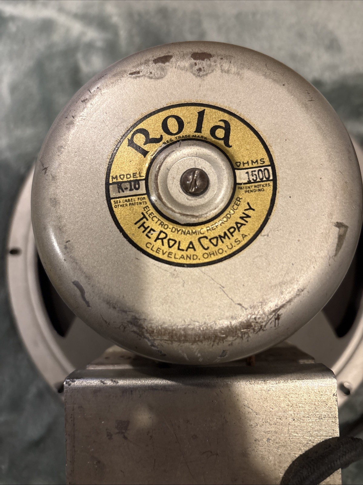 Vintage Rola K10 K-10 Speaker Driver 1500 Ohm Electrodynamic 10″ Long Plug Cord