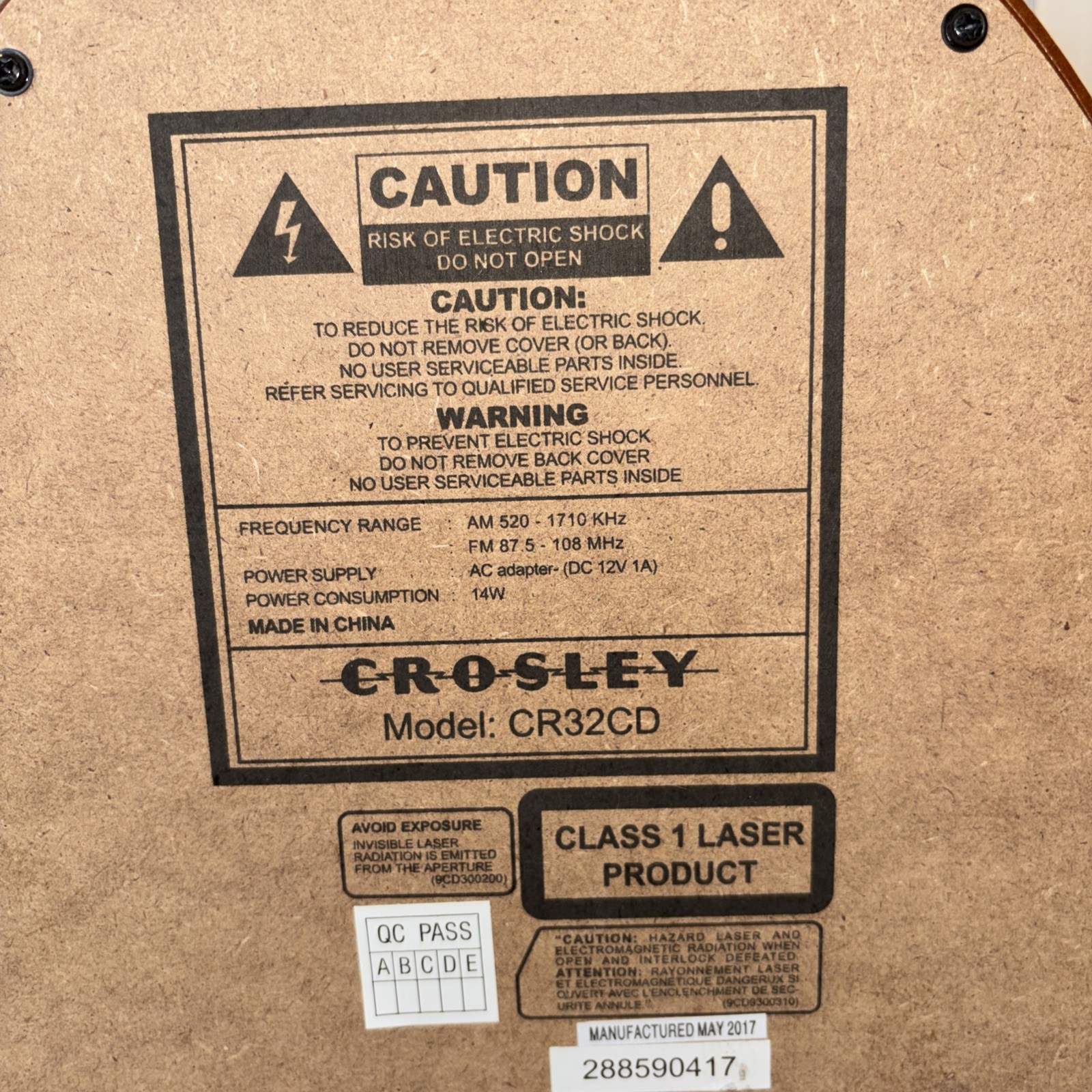 Crosley CR32CD Cathedral Tabletop AM/FM Radio CD Player Wood