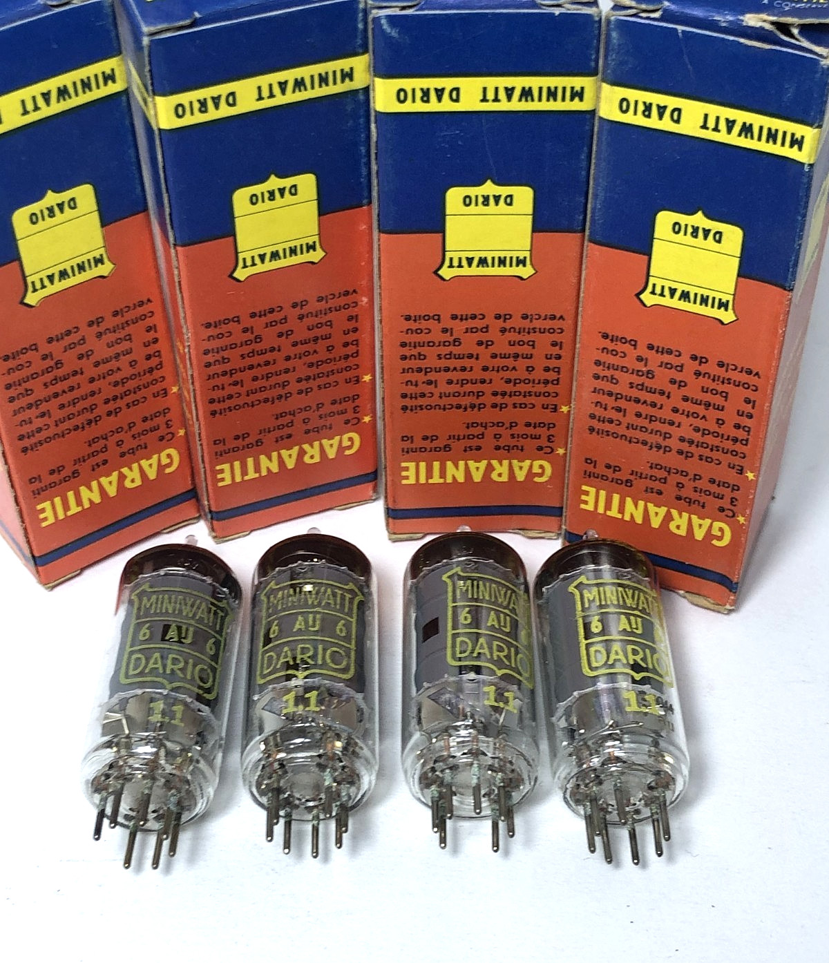 NOS Matched Quad (4pcs) Miniwatt Dario 6AU6 Vacuum Tubes – 1970 France