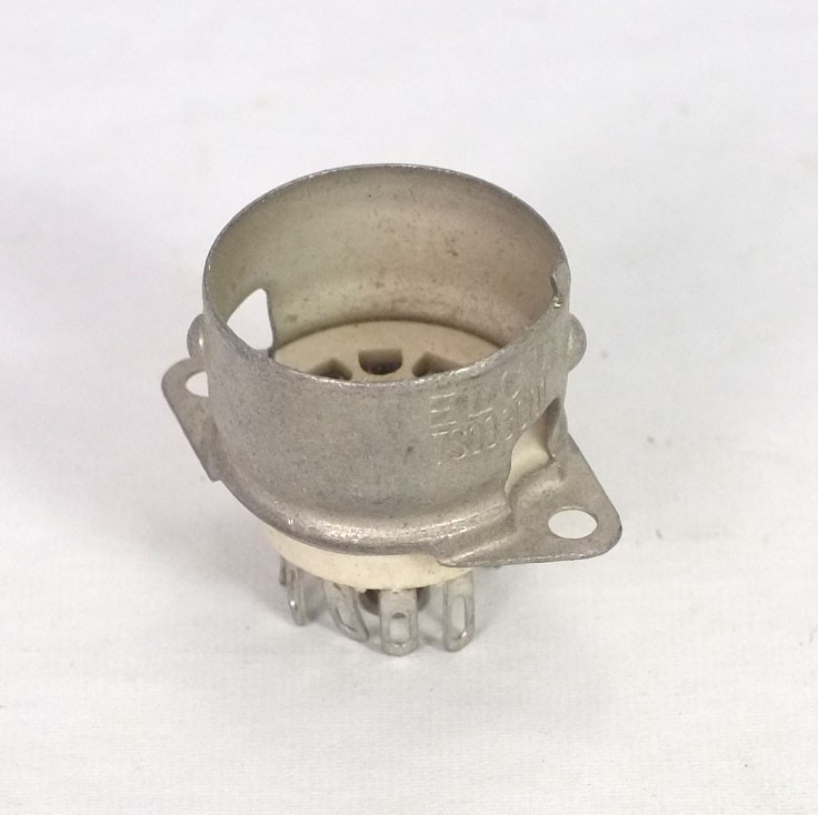 1 NOS Vintage Elco 9-pin Shield Base Ceramic Tube Socket TS103C01